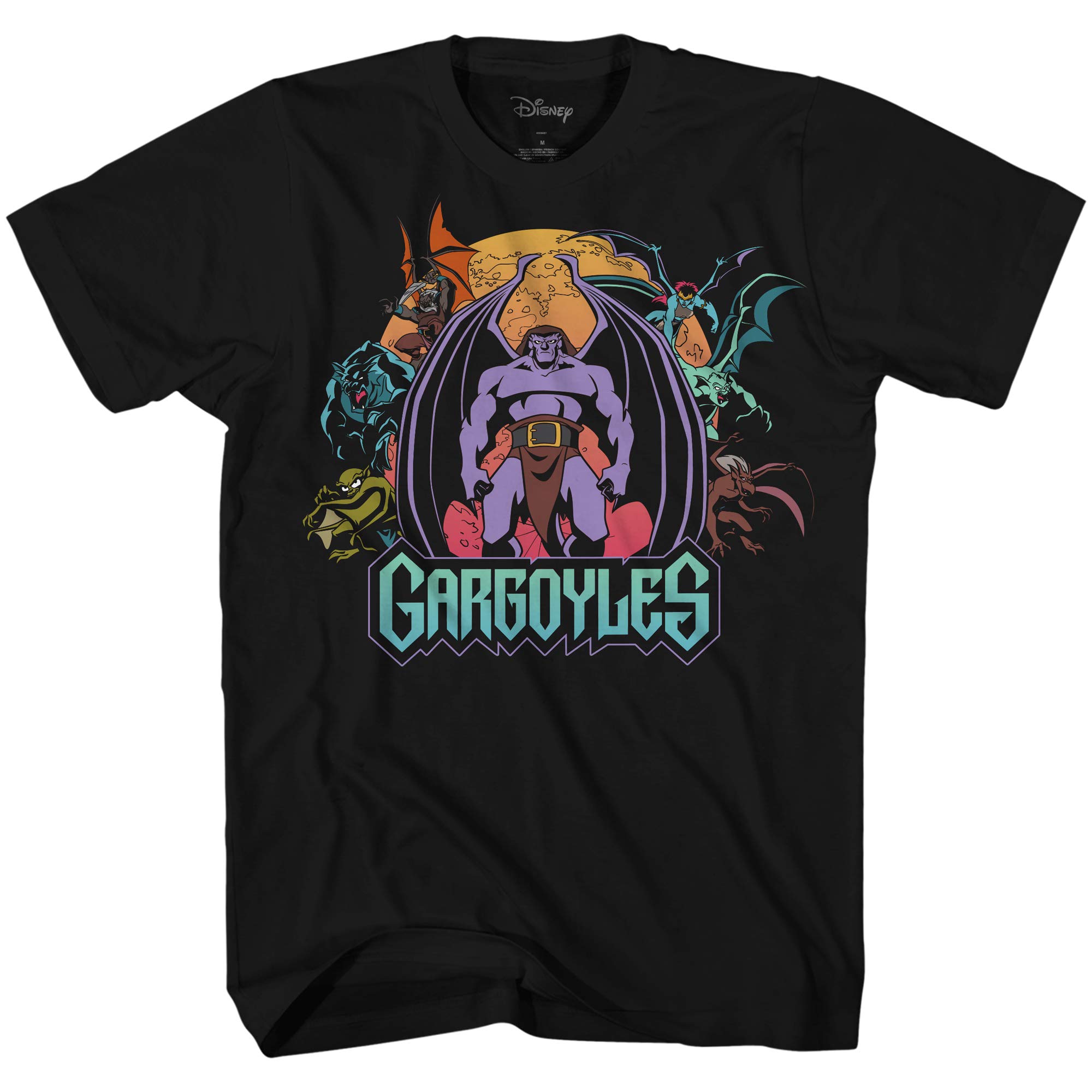 Disney Gargoyles Graphic Tees for Men - Soft & Comfortable Silk Screen T-Shirt - Cool Cartoon Print Shirt - Perfect for Casual Wear, Cosplay, and Disney Fan Gifts