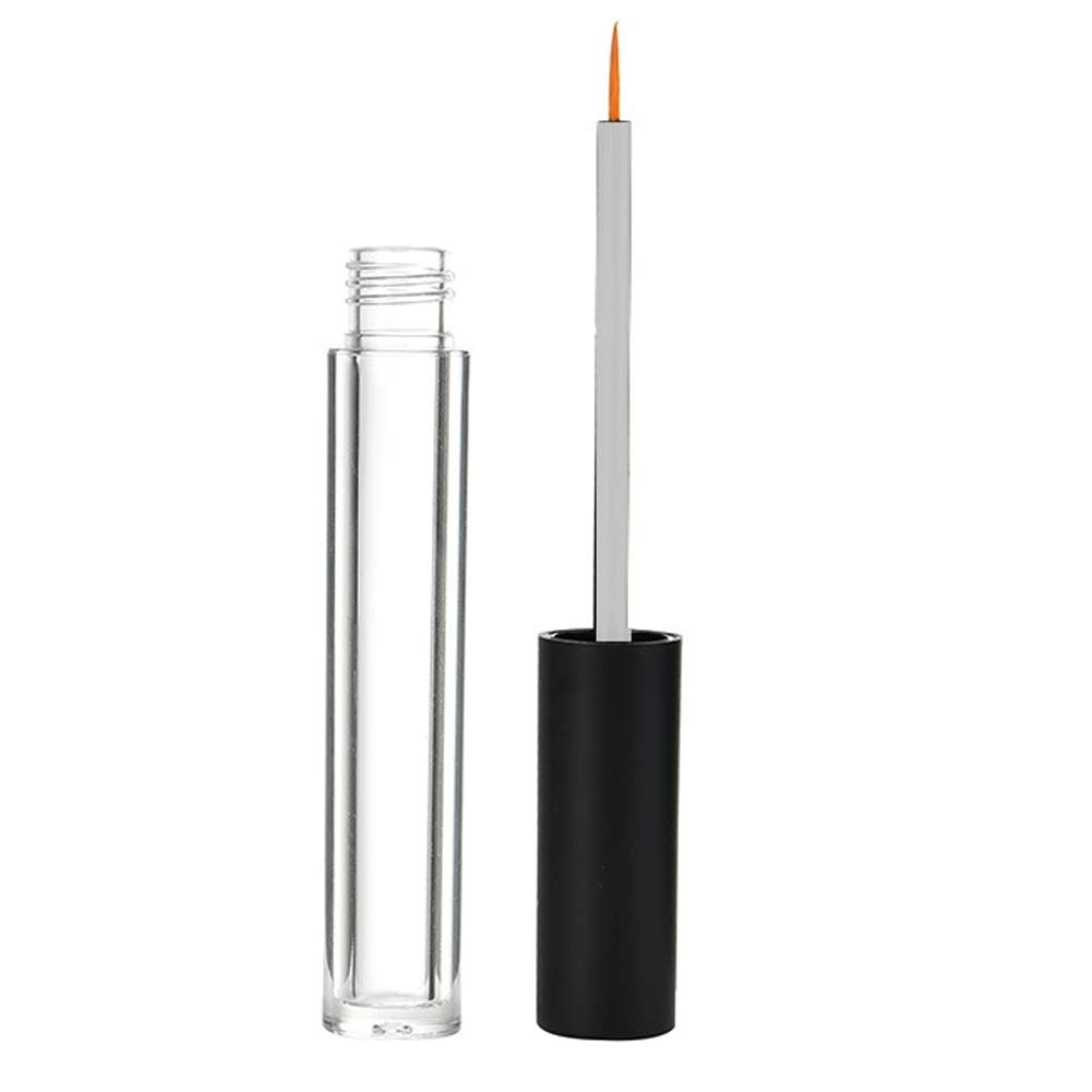 6Pcs 2ML Empty Clear Plastic Eyeliner Tubes with Black Lids & Rubber Plugs - Refillable Mascara Bottles for Eyelash Growth Oil, Eye Gloss & Makeup Storage | Perfect for DIY Beauty, Salon Use & Travel Organizers