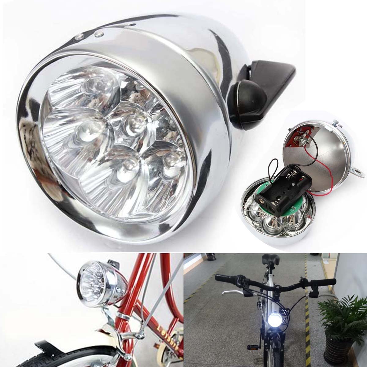Vintage Retro Bicycle Headlight - 7 LED Bike Front Light with Adjustable Bracket for Fixie, Cruiser & Commuter Bikes | Perfect for Night Riding & Urban Cycling Safety
