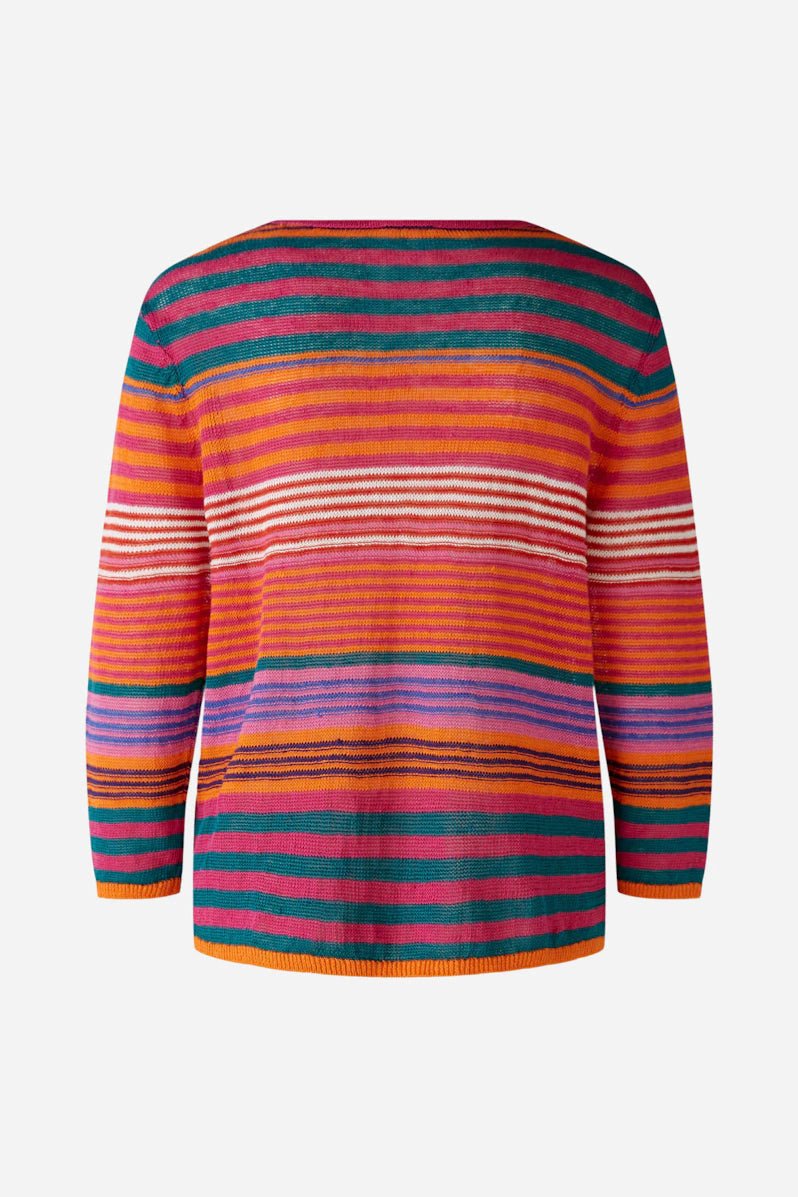 Pink and Green Striped Pullover Sweater for Women | Soft & Cozy Knit Top | Casual Wear, Layering & Winter Fashion