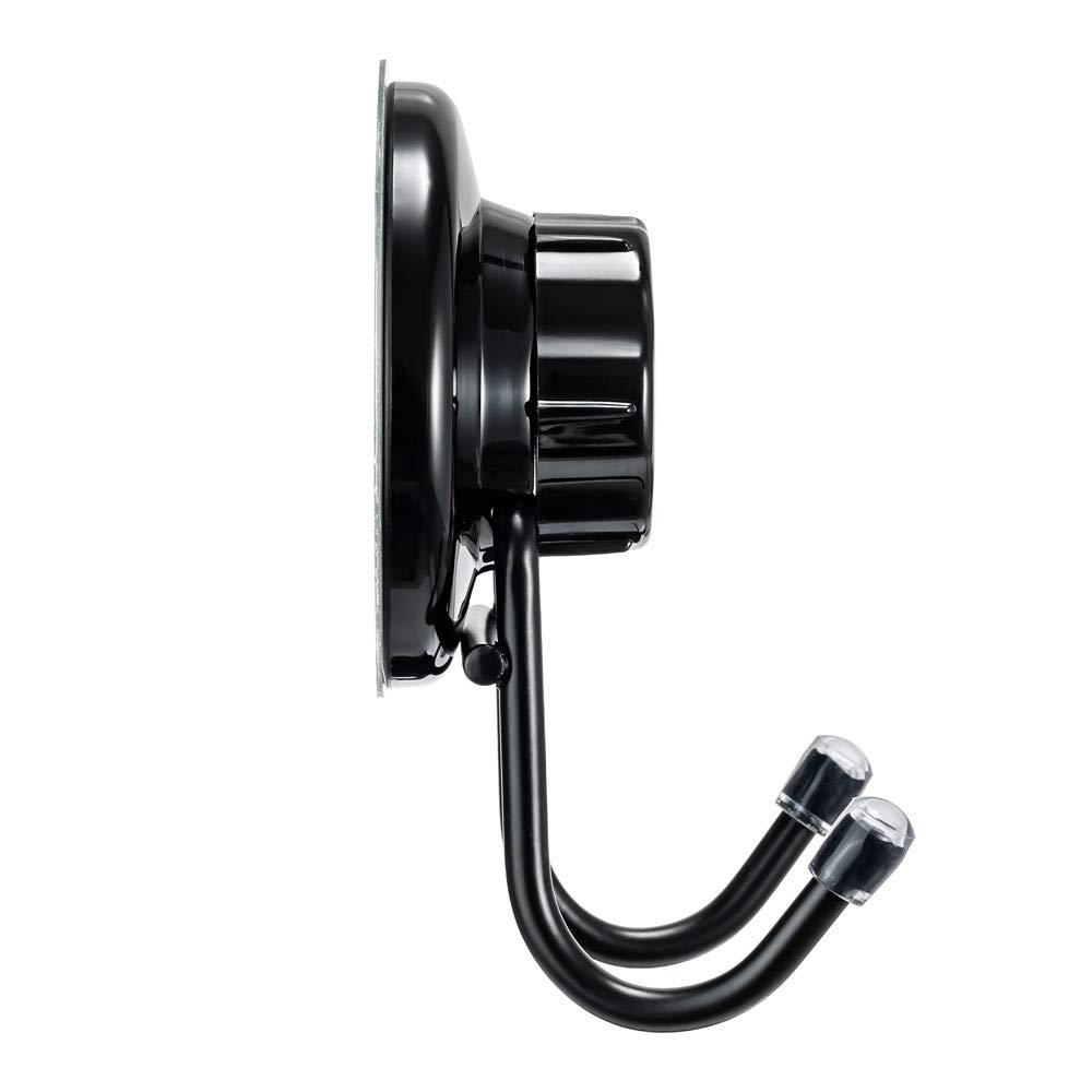 SANNO Heavy Duty Suction Cup Hooks - 12 Pack Strong Adhesive Bathroom Shower Hooks for Towels, Robes, Loofahs & Squeegees - Space Saving Kitchen & Bath Organization Solution (Black) - Perfect for Small Spaces, Dorm Rooms & RV Living