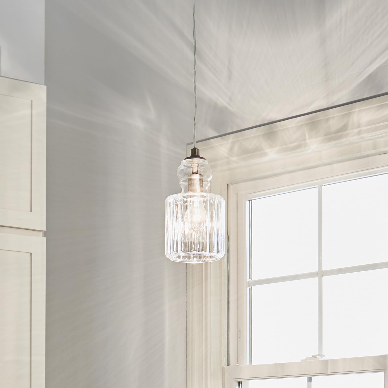 Kichler Lighting 43957NI Riviera Collection One Light Mini Pendant - Modern Ceiling Light Fixture for Kitchen Island, Dining Room & Bedroom Decor