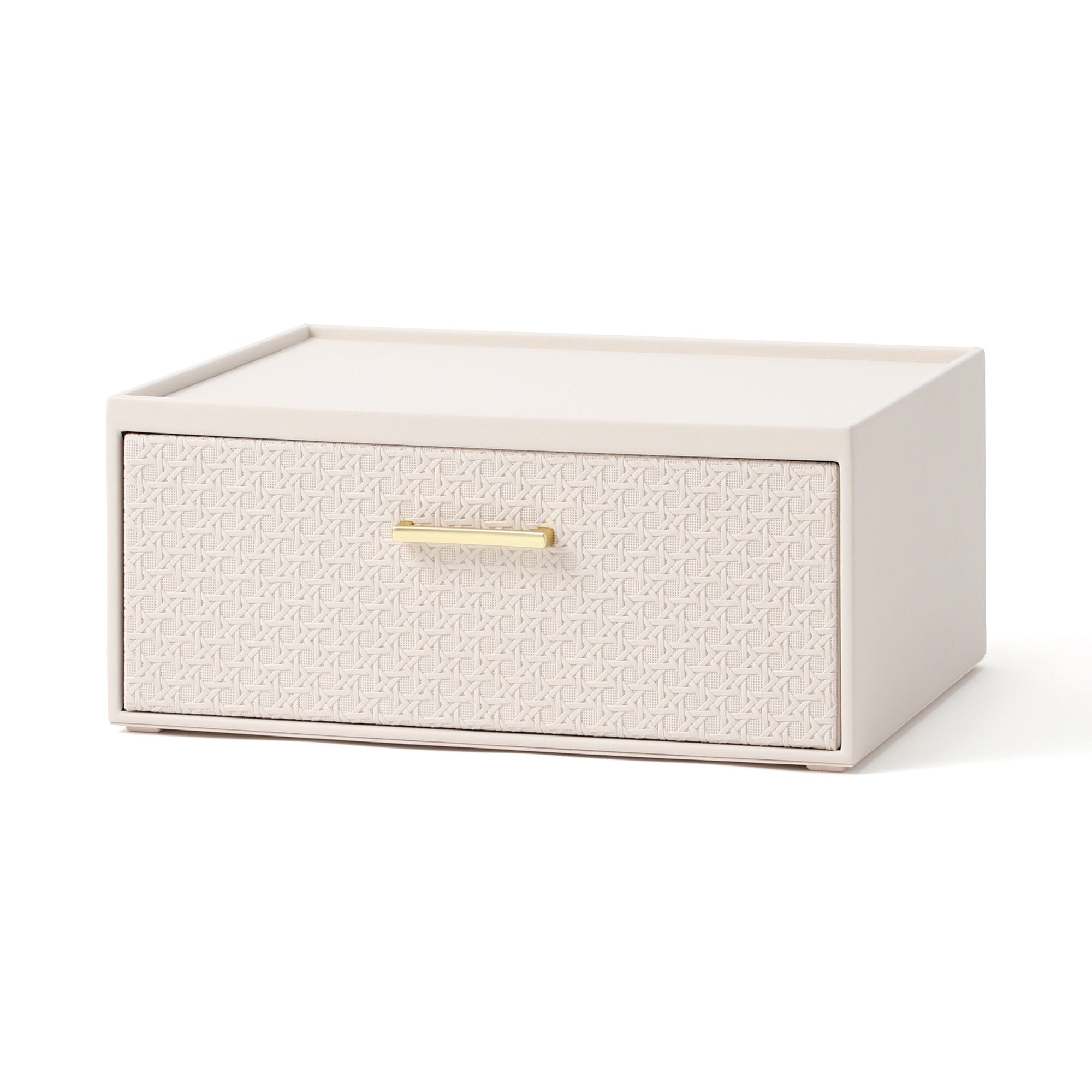 Embossed Stacking Drawer Organizer - Small Ivory Storage Box for Jewelry, Makeup & Office Supplies | Compact Drawer Organizer for Bedroom, Bathroom & Desk Organization