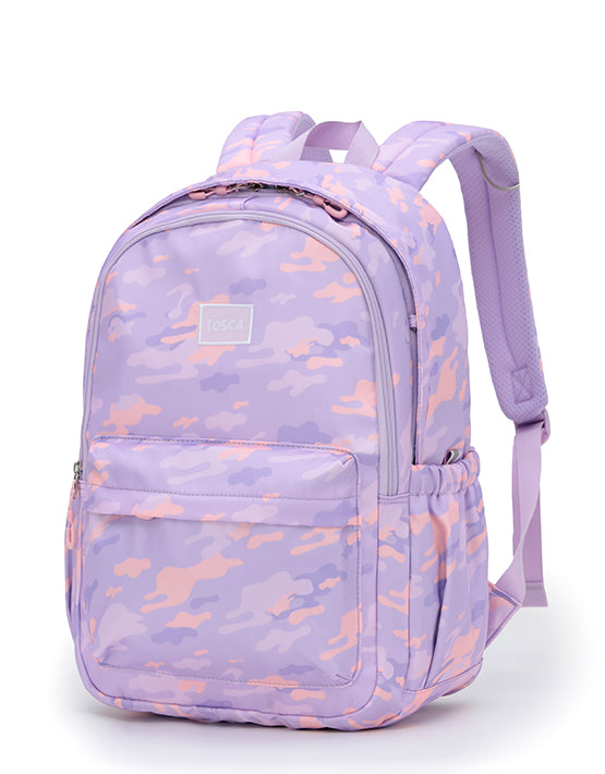 Tosca TCA948 Camo Kids Backpack for School & Travel - Durable Purple Backpack for Boys & Girls - Perfect for Daycare, Hiking & Outdoor Adventures