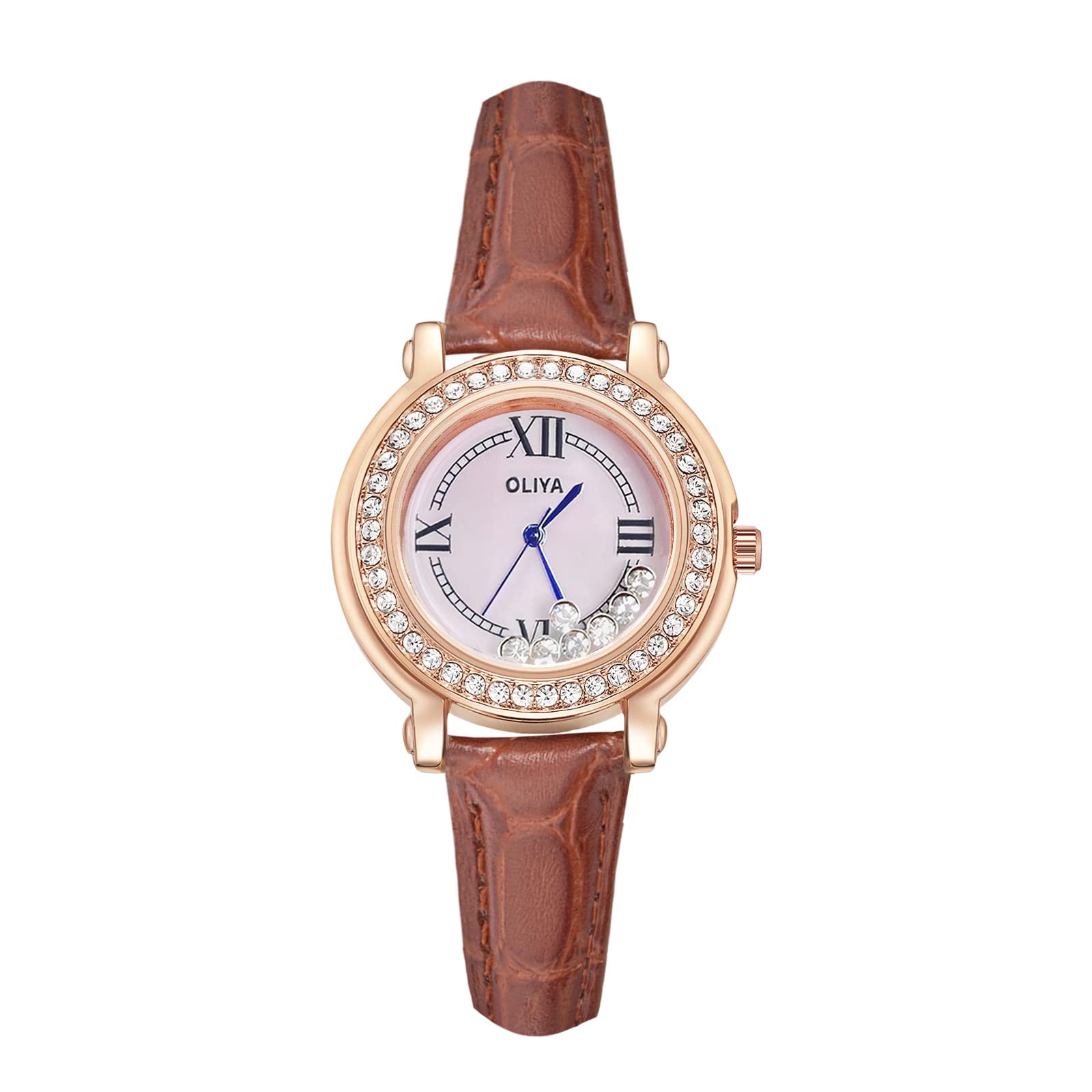 Luxury Diamond Quartz Women's Watches - Leather & Stainless Steel Strap Ladies Wristwatch - Elegant Dress Watch for Women - Perfect for Office, Party & Special Occasions