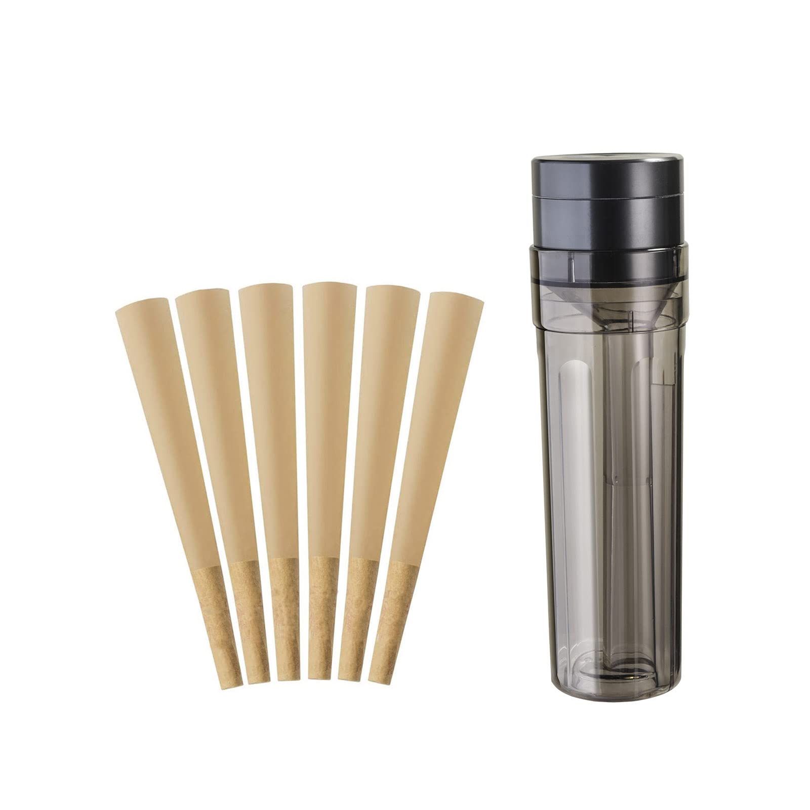 Premium Zinc Alloy Herb & Spice Grinder with Cone Loader - 4-in-1 Grinding, Filling, Storage & Rolling Kit | Sharp Metal Teeth for Fine Grind | Includes 6 Pre-Rolled Cones | Perfect for Home Use, Travel & Outdoor Activities