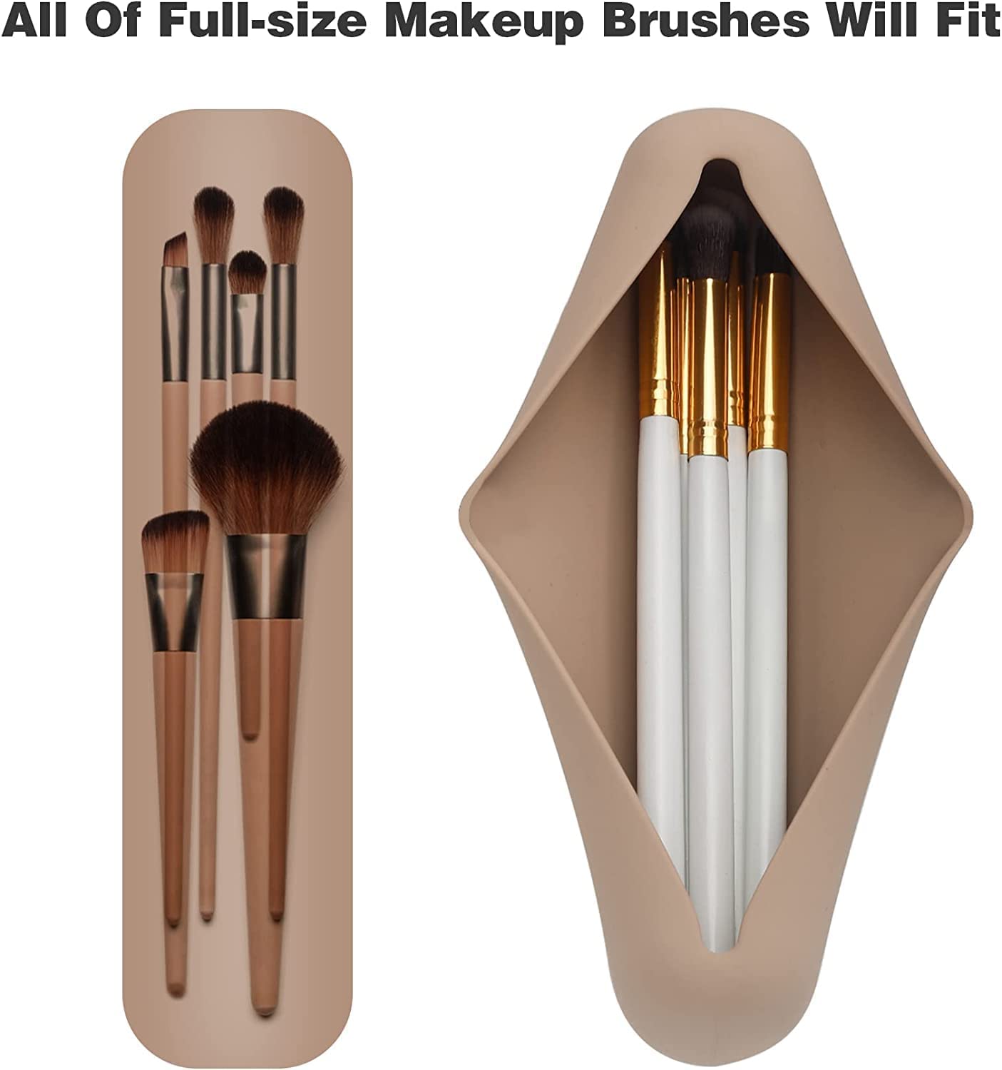 VIKIJO Silicone Makeup Brush Holder - Travel-Friendly Foundation Brush Case, Compact & Durable Cosmetic Organizer (Brushes Not Included, Peach) | Perfect for Home Vanity, Travel Makeup Kit & Salon Storage