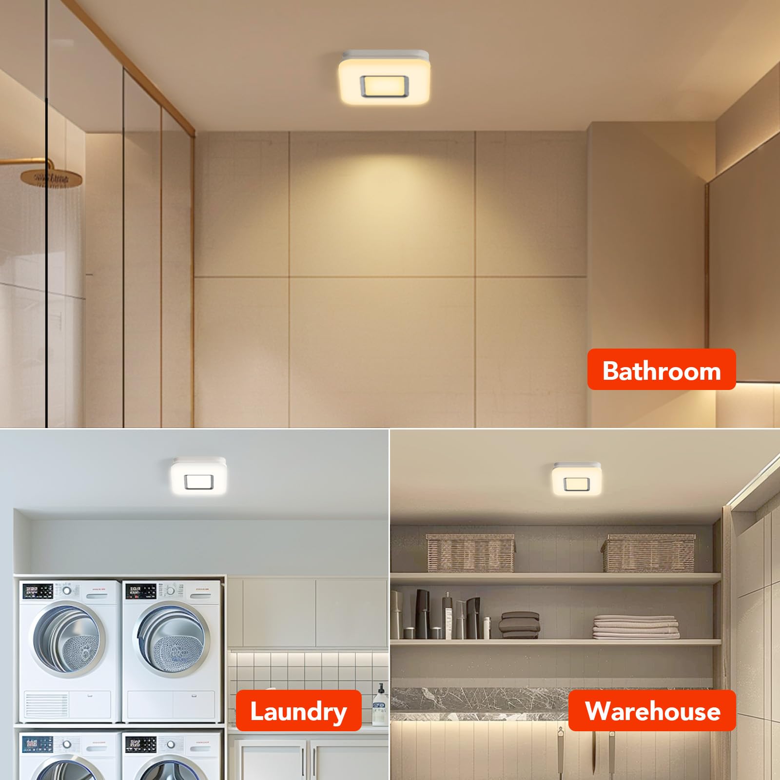 OREiN Bathroom Exhaust Fan with LED Light - 100 CFM 1.5 Sones Ventilation Fan, 25W Energy Efficient, 1500lm Brightness (3000K/4000K/5000K Selectable) & Nightlight - ETL/FCC Certified, White - Perfect for Home Bathrooms, Showers, and Powder Rooms