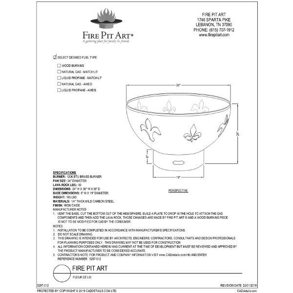 Fleur de Lis Fire Pit - Outdoor Cast Iron Fire Bowl for Patio, Garden, Backyard - Decorative & Functional Fireplace for Camping, Bonfires, and Gatherings
