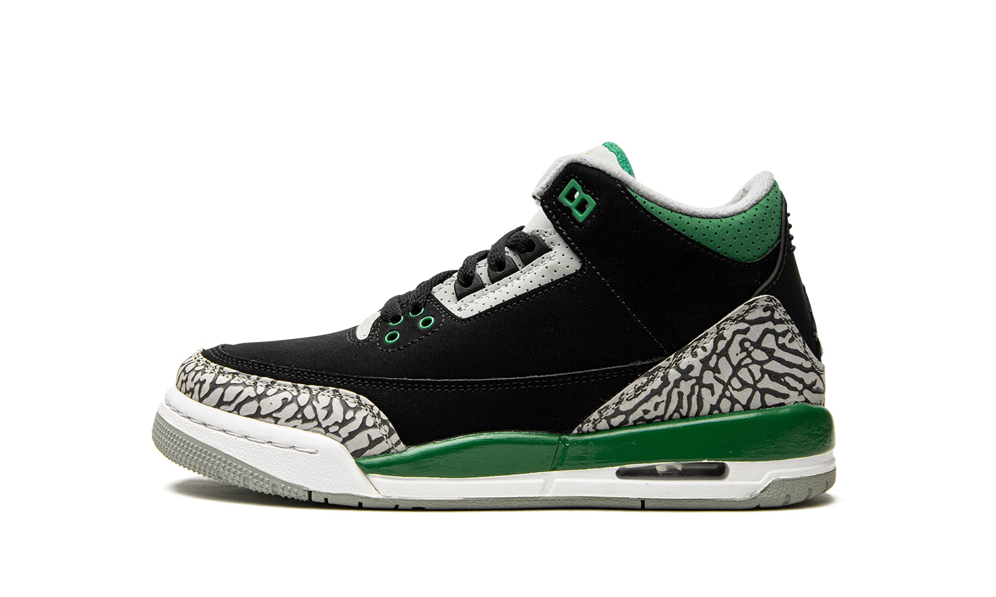 Nike Air Jordan 3 Retro Pine Green Sneakers for Kids - Black/Pine Green/Silver/White (Style 398614-030) - Size 4 | Basketball Shoes for Boys & Girls | Perfect for School, Sports & Casual Wear