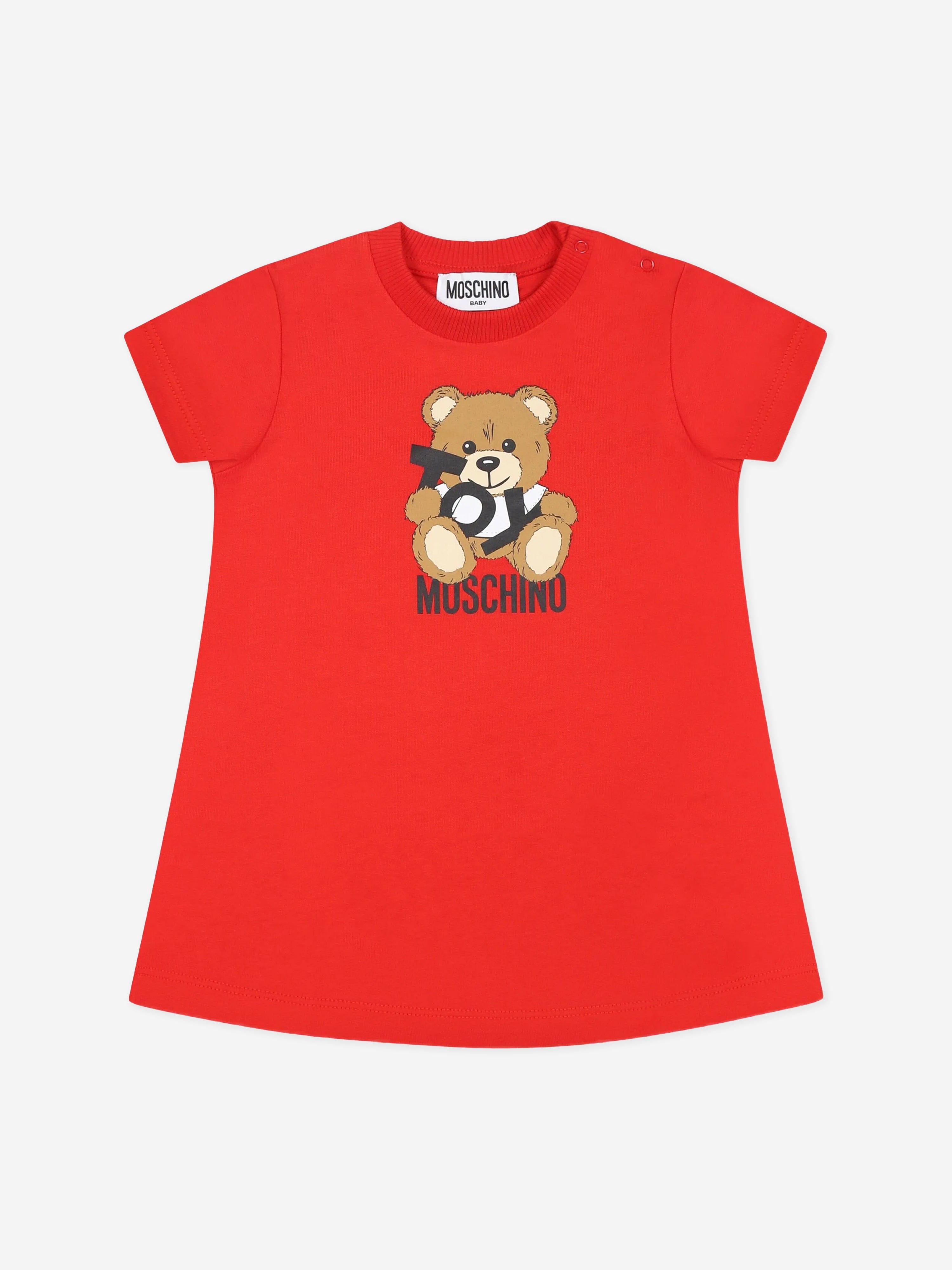 Adorable Baby Girls' Red Teddy Bear Jersey Dress - Soft & Comfortable for Playdates, Parties & Everyday Wear