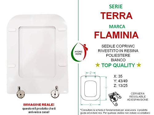 NOVASEDILI White Polyester Resin Coated Wooden Toilet Seat Cover - Terra Flaminia Style for Bathroom Upgrade & Home Decor