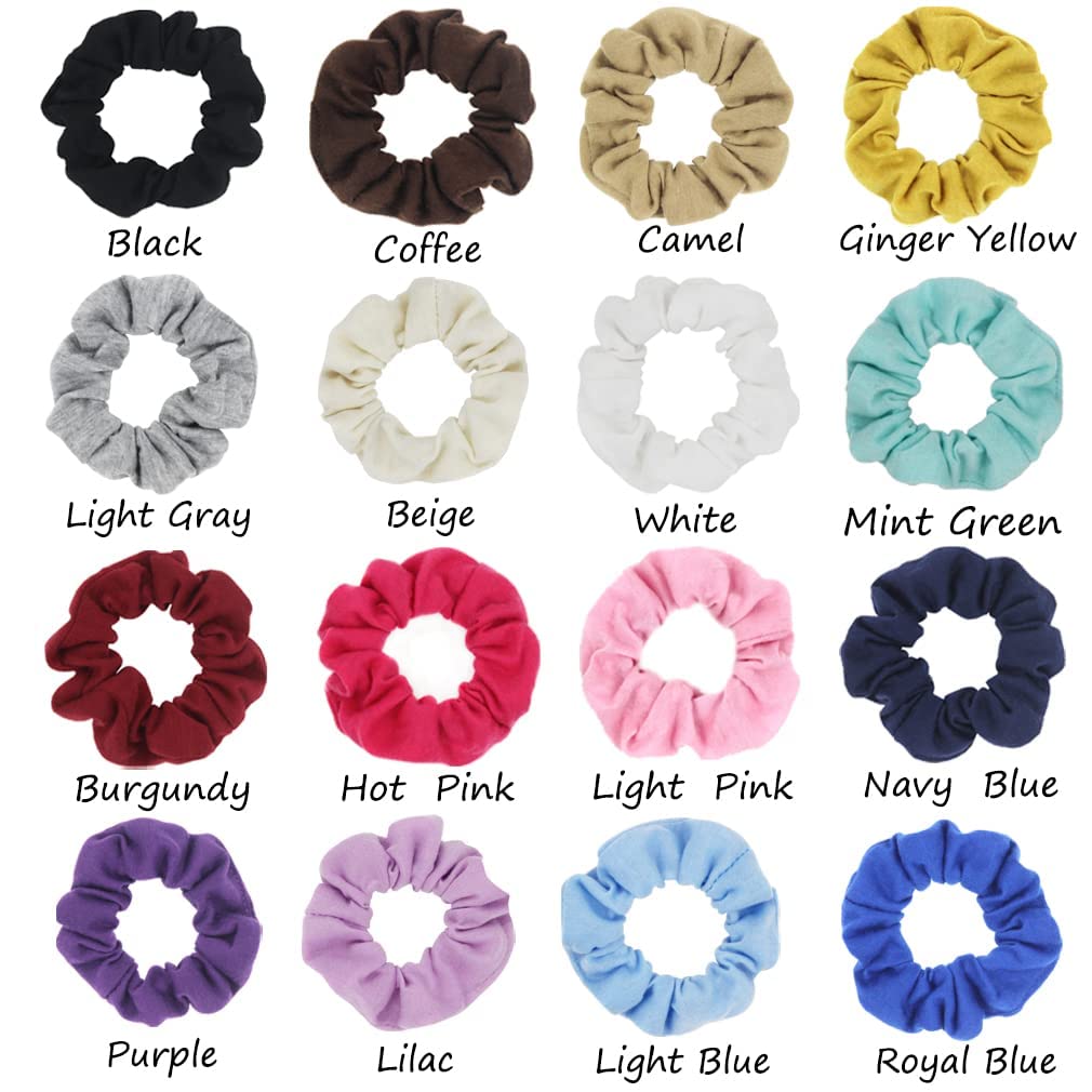 SETTER Cotton Hair Scrunchies - Soft Jersey Fabric Ponytail Holders for Women | Elastic Hair Ties in Solid Colors | Perfect for Workouts, Office & Everyday Use