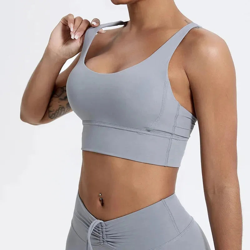 Women's Push Up Sports Bra - Cross Back Yoga Top for Running, Gym & Fitness - Shockproof Workout Crop Top - Perfect for Yoga, HIIT & Cardio Workouts