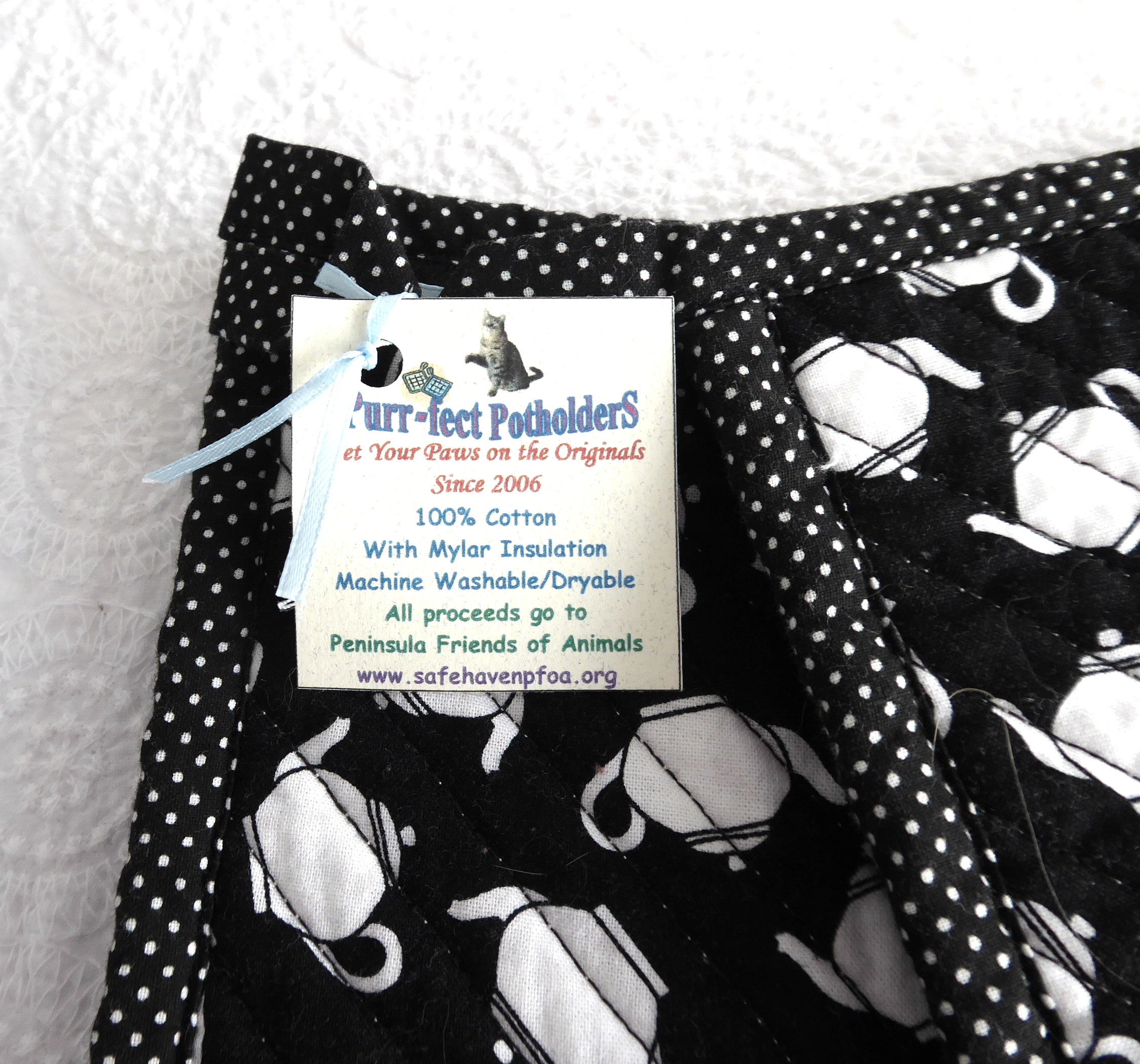 Handmade Black and White Teapot Potholders Set of 2 - Heat Resistant Kitchen Accessories for Tea Lovers - Perfect for Hot Pots, Baking, and Kitchen Decor (Supports Animal Charity)