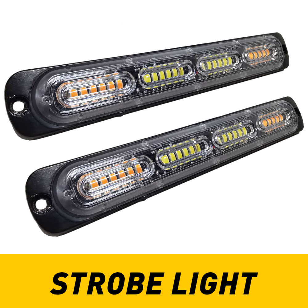 Emergency LED Strobe Light Bar - 18 Flash Modes, Amber & White Warning Lights for Cars, Trucks, Vans, Construction & Off-Road Vehicles | Waterproof & Durable for Roadside Emergencies, Work Zones & Night Visibility
