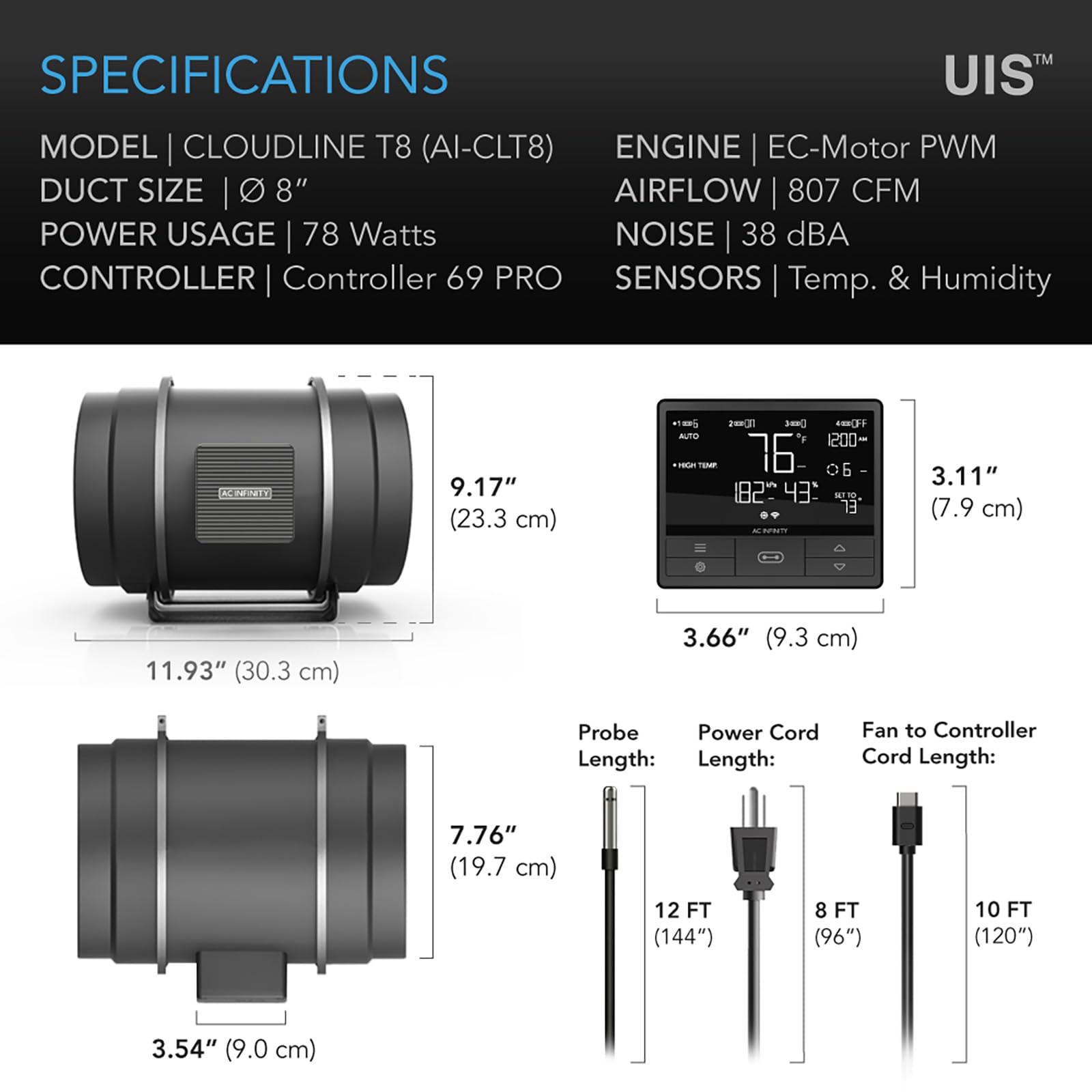 AC Infinity CLOUDLINE PRO T8 - 8