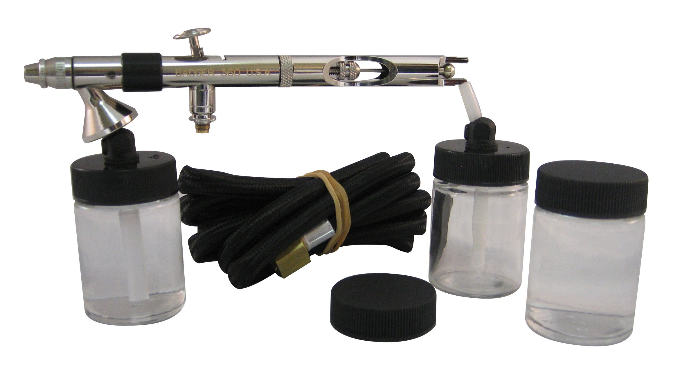 Badger Air-Brush Co. 360-7 Universal Airbrush Kit with 3 Tips & 1/8 oz Paint Cup - Professional Airbrushing Set for Artists, Hobbyists & Makeup - Perfect for Model Painting, Cake Decorating & Tattoo Practice
