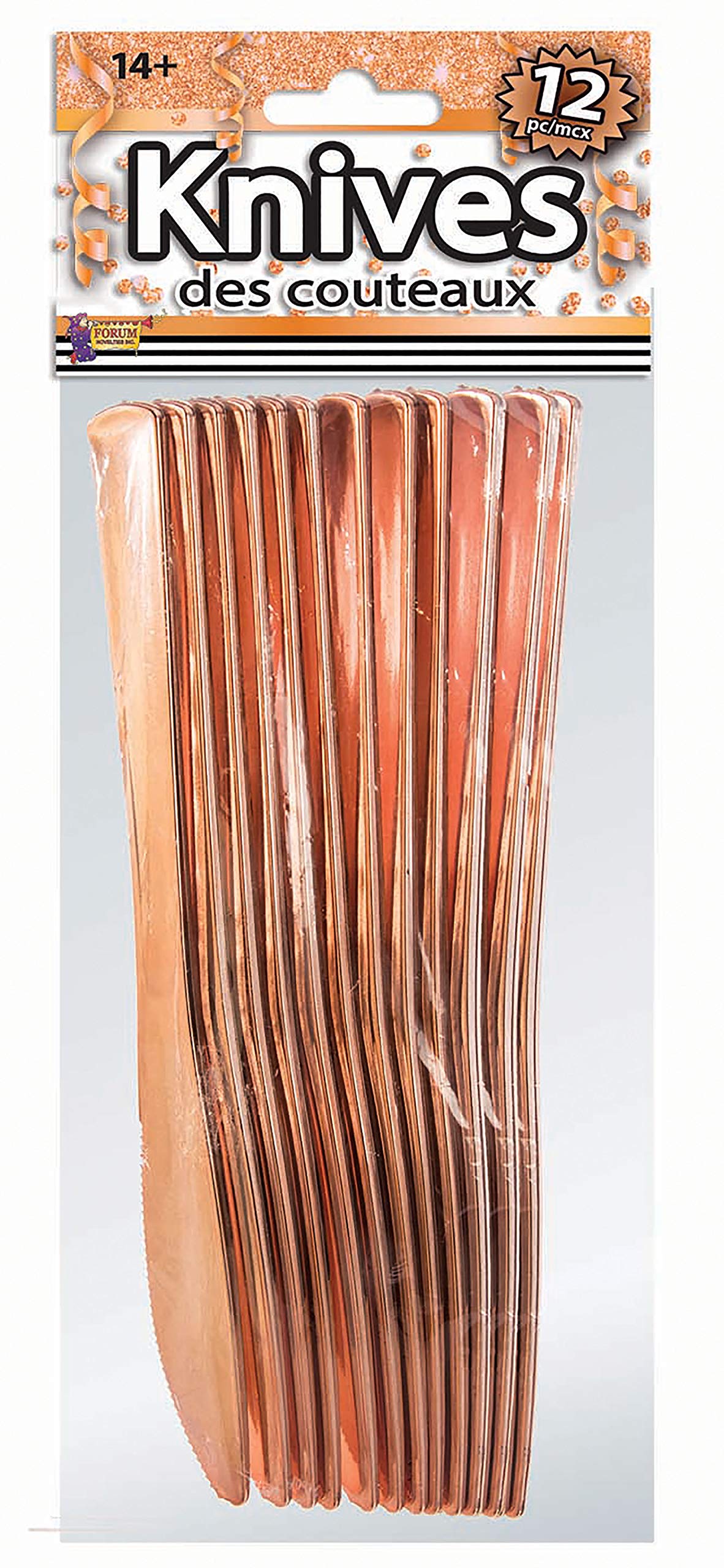 Forum Novelties X81871 Rose Gold Knives - Elegant Stainless Steel Kitchen Knives Set for Cooking, Cutting, and Slicing - Perfect for Home Chefs and Gift Giving