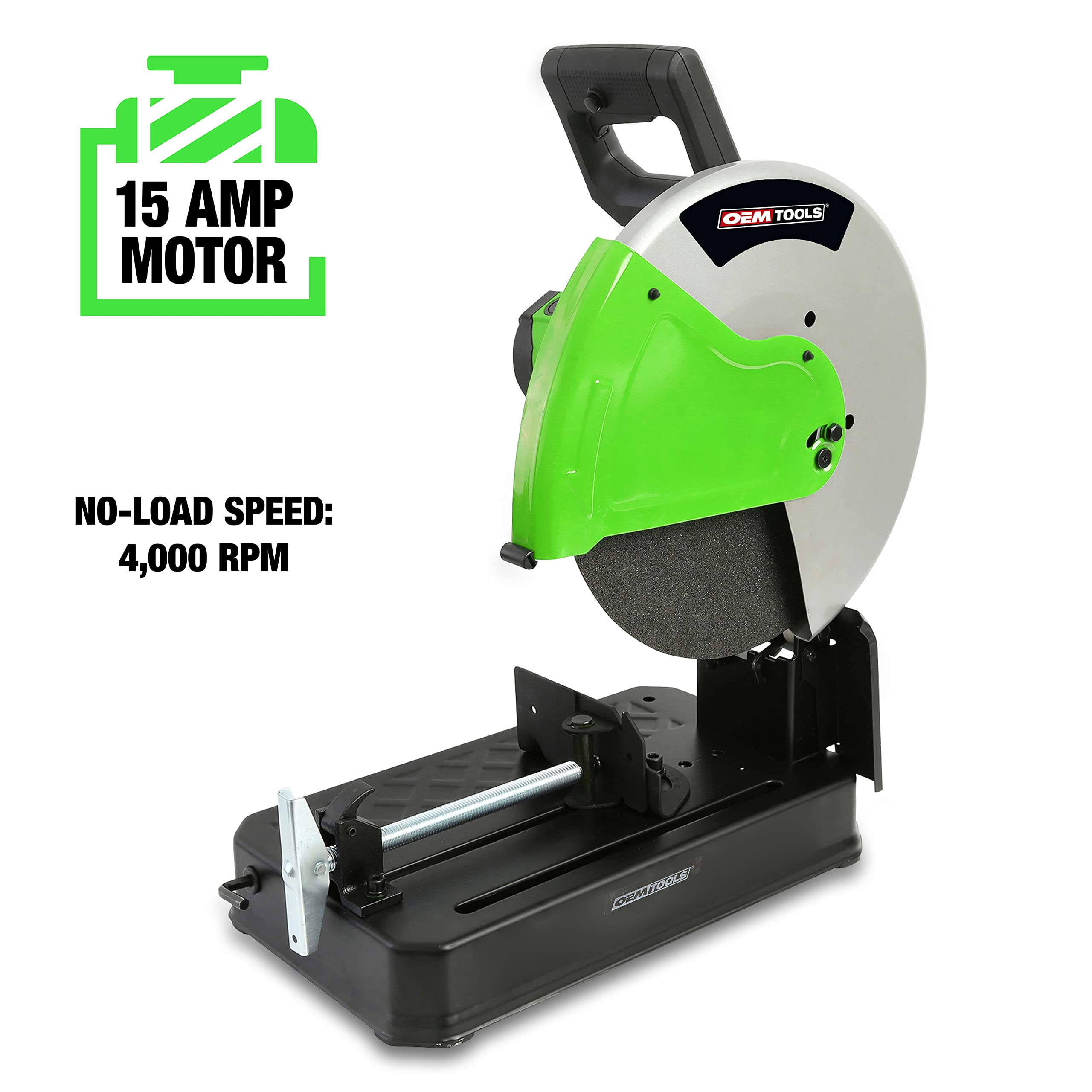 OEMTOOLS 24723 14 Inch Metal Cutting Chop Saw with Steel Base - Heavy Duty Circular Saw for Wood & Metal Projects | Perfect for DIY, Construction & Workshop Use