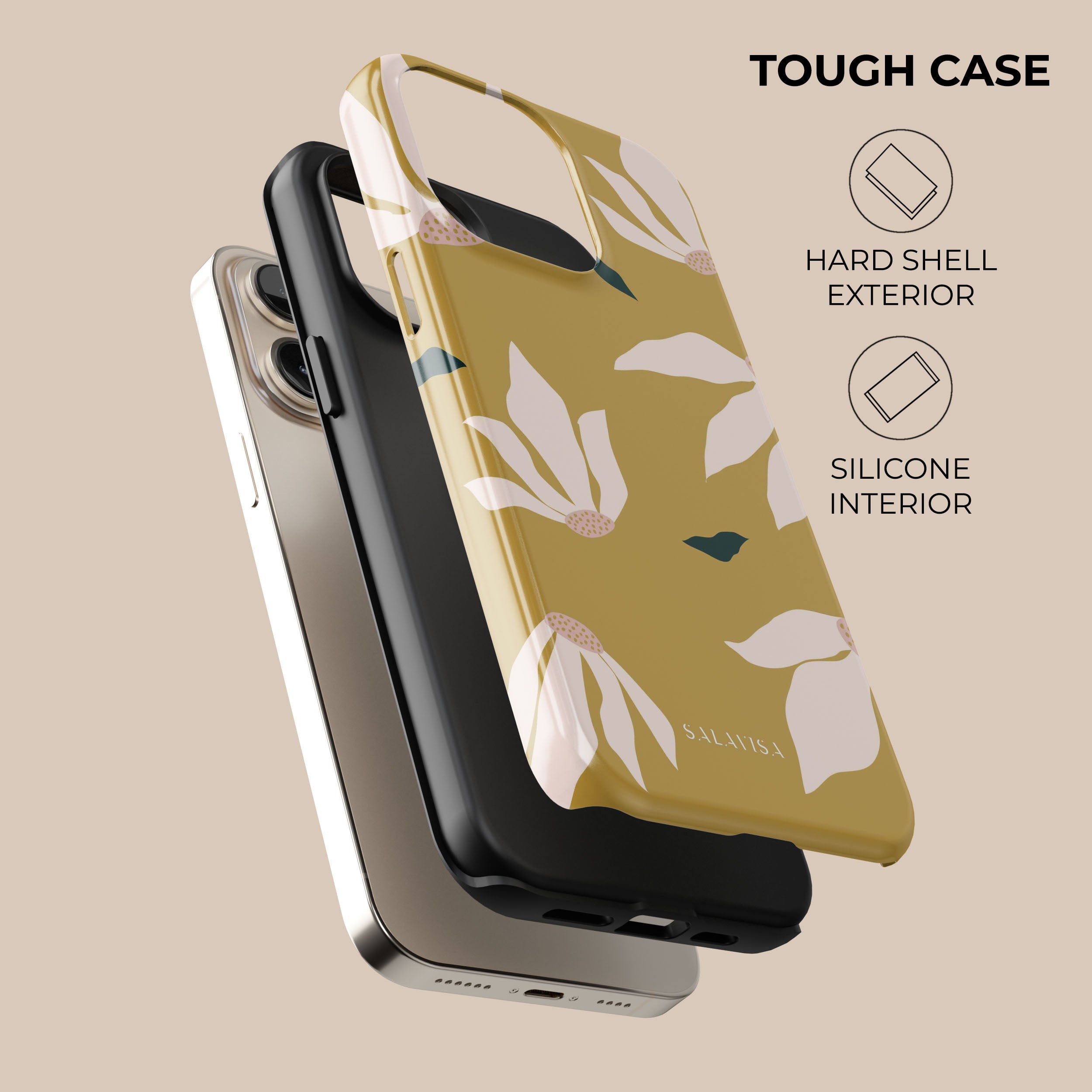 Burnt Yellow Floral Design Phone Case - Shockproof & Slim Protective Cover for iPhone 15/14/13/12/11 Pro Max XR XS - Perfect for Everyday Use, Travel & Outdoor Activities