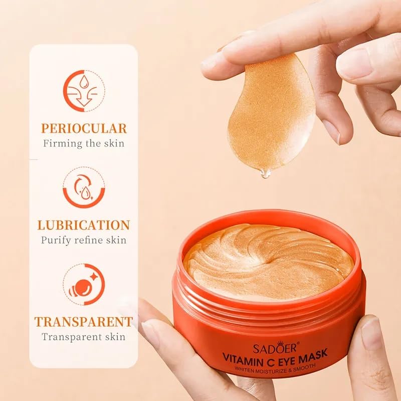 Vitamin C Under Eye Mask - Korean Technology for Dark Circles, Puffiness & Hydration (60 Patches/30 Pairs, 80g) - Brighten & Refresh Tired Eyes for Work, Travel & Nighttime Skincare