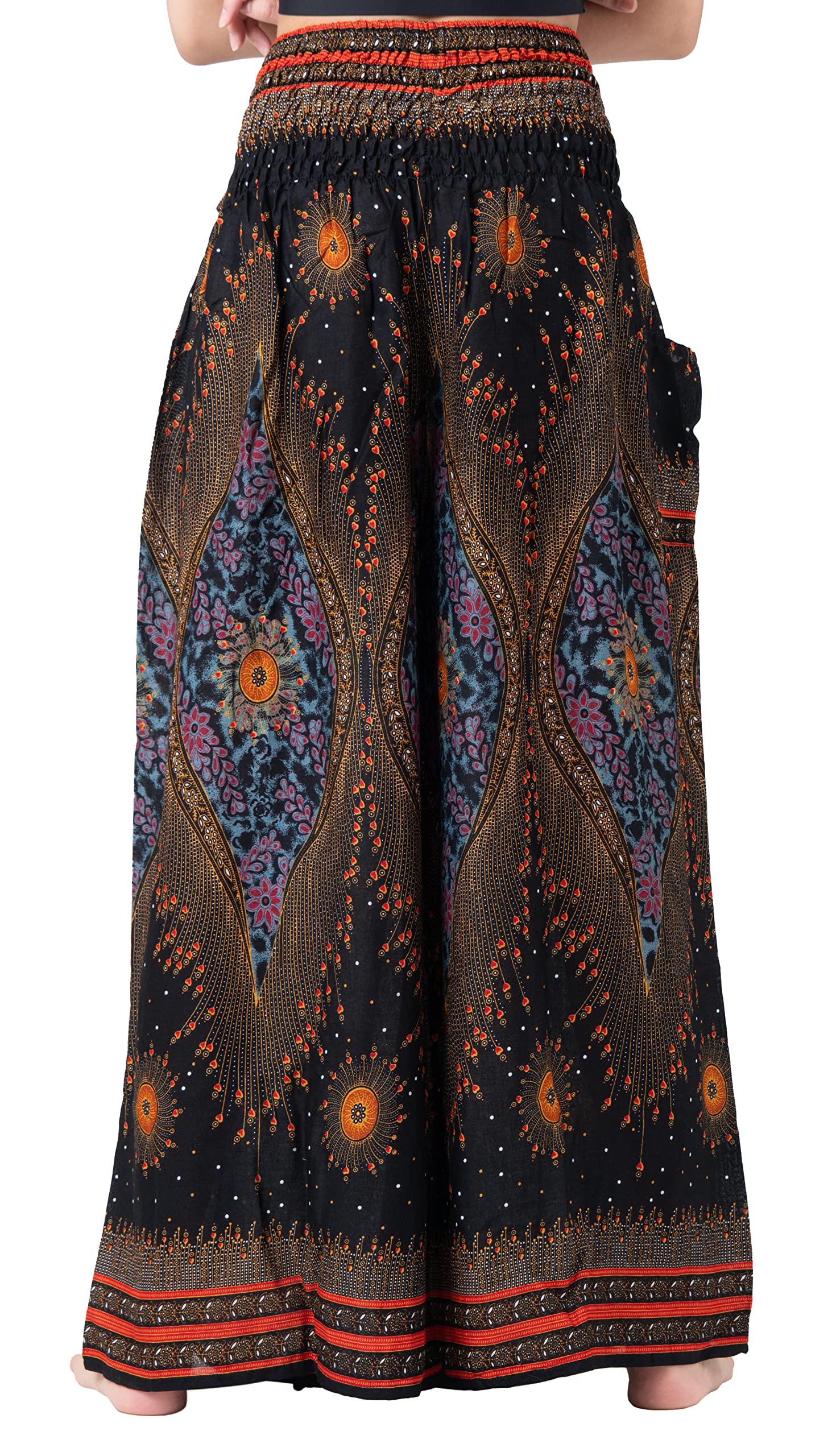 B BANGKOK PANTS Women's Boho Palazzo Pants - Flowy Wide Leg Yoga Pants for Women - Comfortable Lounge Pants for Travel, Beach, and Casual Wear
