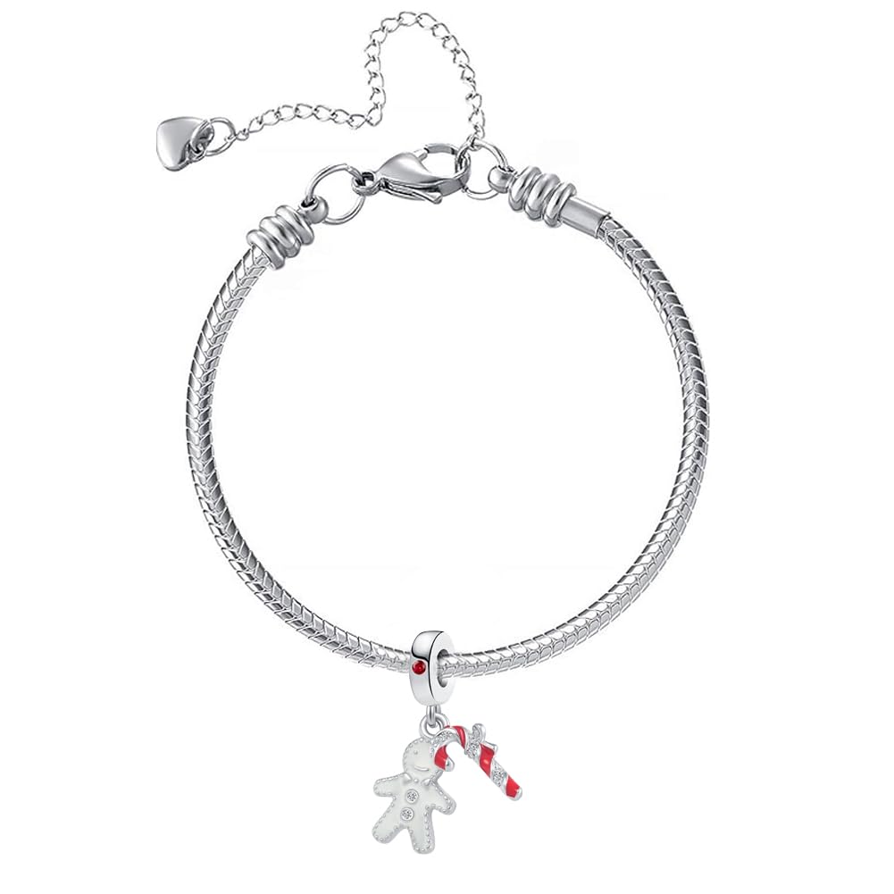 Christmas Gingerbread Man Charm Bead for Pandora Bracelets - Festive Holiday Cookie Dangle Jewelry Gift for Women, Grandma, Mom, Sister - Perfect for Christmas Parties, Family Gatherings & Gift Exchanges