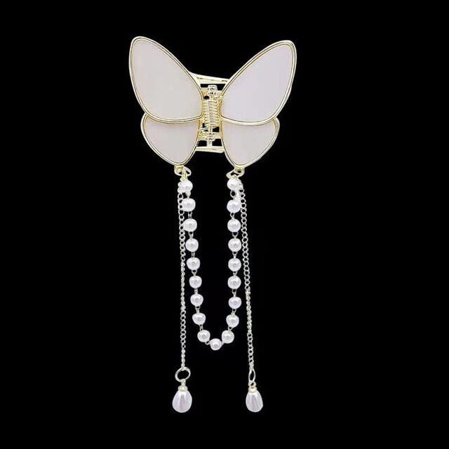 Trendy White Butterfly Metal Hair Claw Clip - 1 Pack Hair Accessories for Women, Girls | Perfect for Parties, Weddings & Everyday Hairstyles