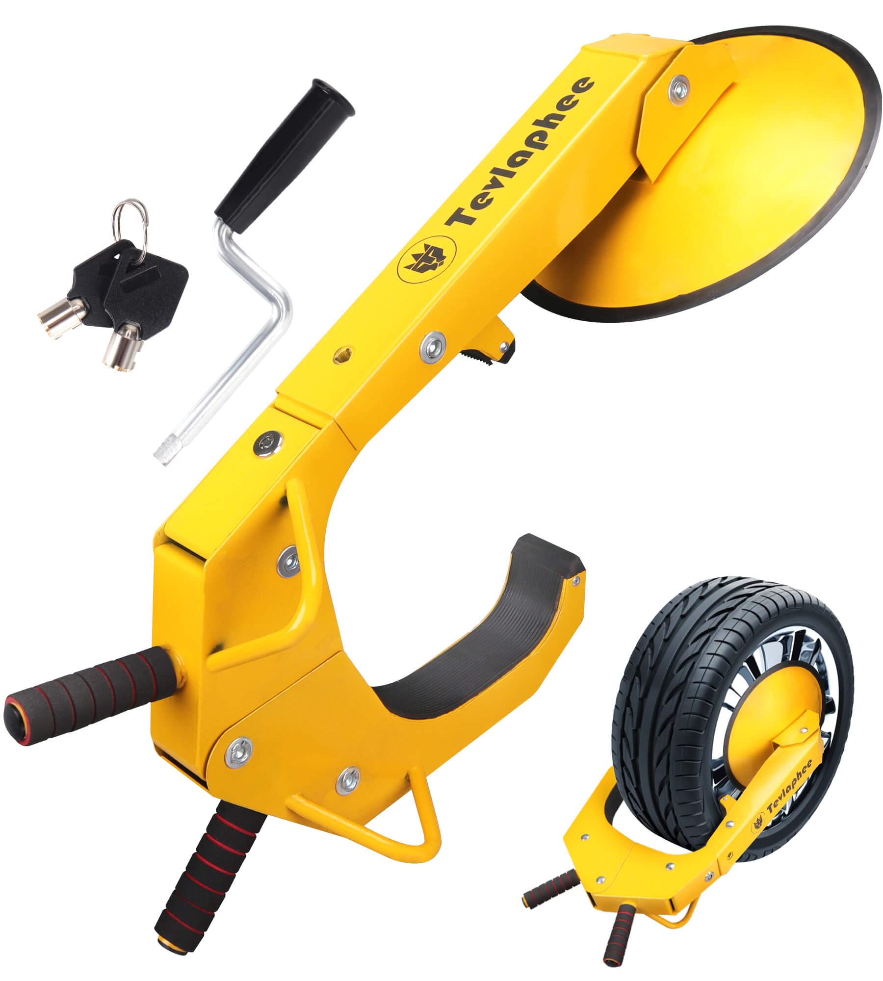 Tevlaphee Heavy Duty Wheel Lock Clamp - Anti Theft Trailer Wheel Boot with Adjustable Tire Claw for Parking Security | Fits Cars, Trucks, RVs & SUVs | Perfect for Long-Term Parking, Storage Lots & Theft Prevention