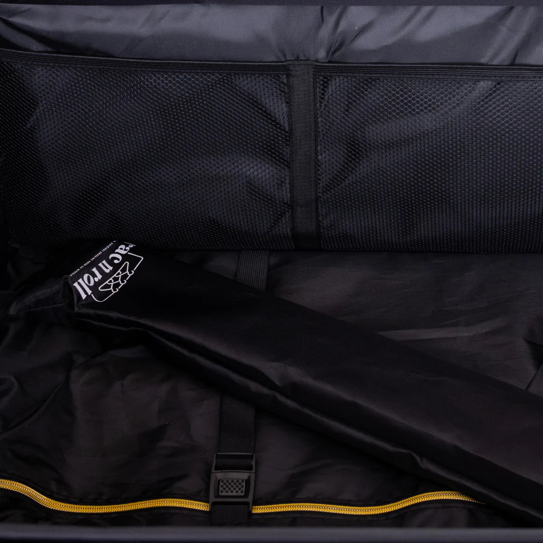 Rac n Roll Large Black Travel Bag with Built-in Wheels - Perfect for Airports, Gym, and Weekend Getaways