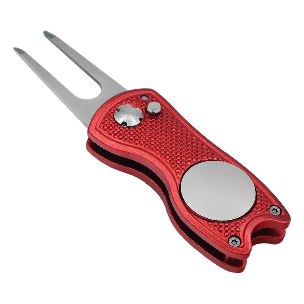 Premium Golf Divot Repair Tool with Pop-up Button & Magnetic Ball Marker | Lightweight & Portable Mini Pitch Mark Fixer | Ideal for Professional Golfers & Practice Sessions | Perfect for Greens, Tournaments & Golf Course Maintenance