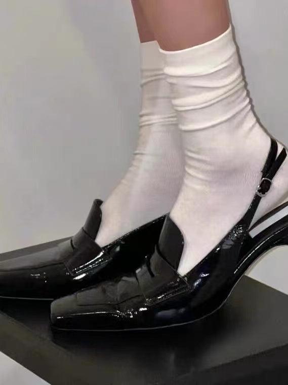 Lovevop Black Kitten Heel Semi Slippers Pumps - Women's Comfortable Low Heel Dress Shoes for Work, Party & Special Occasions