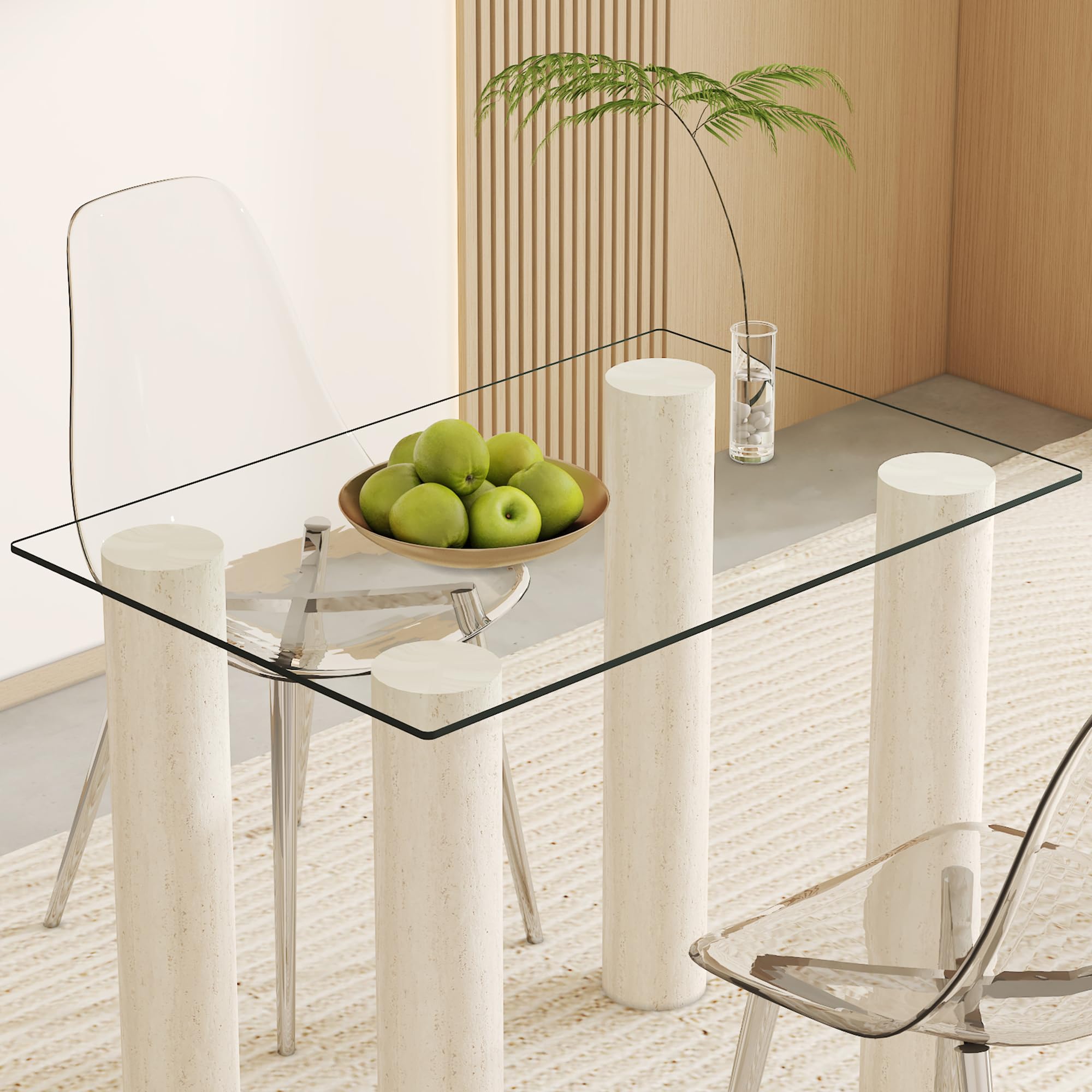 24x36 Inch Tempered Glass Table Top - 0.31 Inch Thick Clear Rectangle Tabletop with 6 Anti-Slip Rubber Pads - Replacement Glass for Dining Table, Kitchen Island, Patio Furniture & Coffee Table - Perfect for Home, Office and Restaurant Use