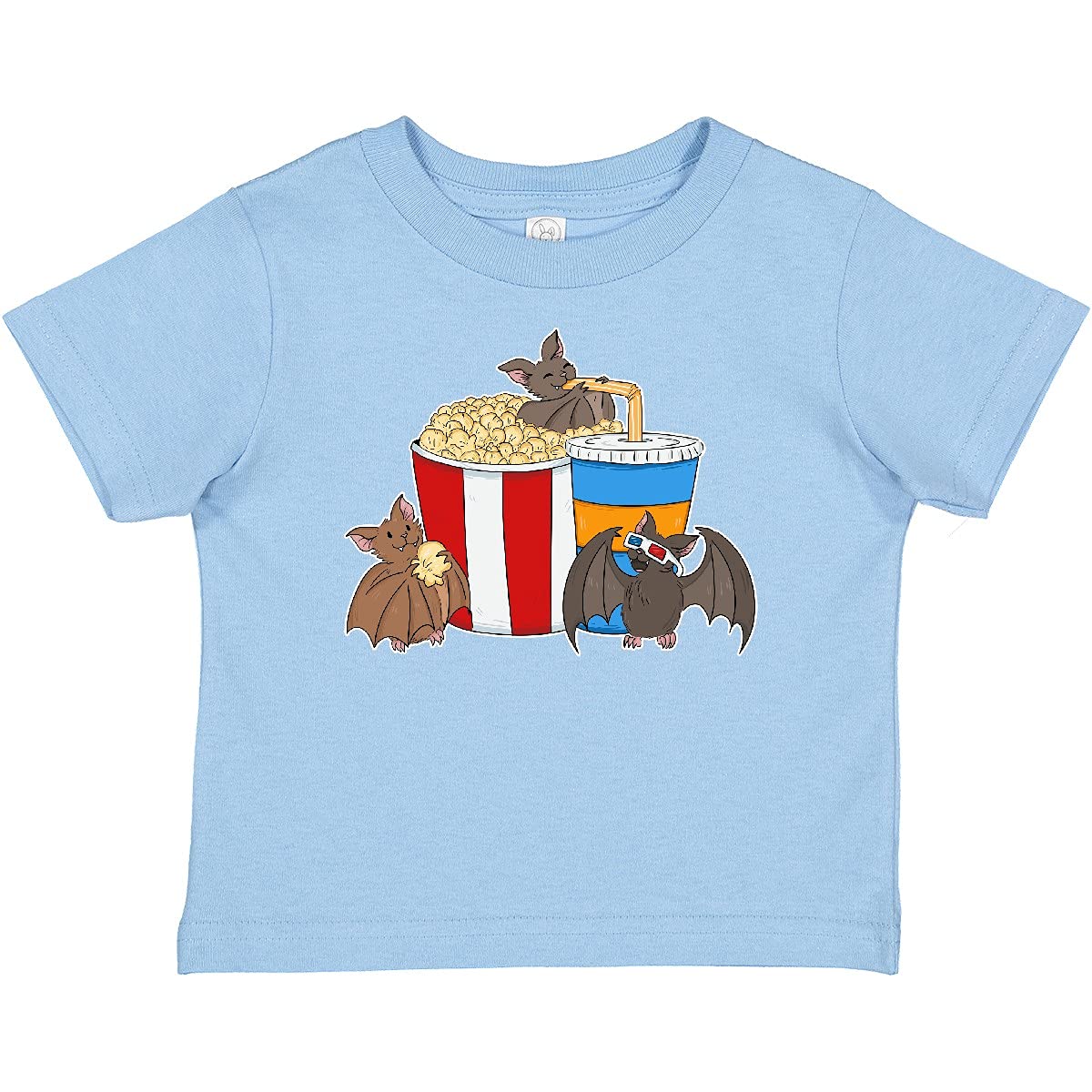 Inktastic Movie Loving Bats with Popcorn and Soda Baby T-Shirt - Cute Bat Design for Movie Nights & Family Outings