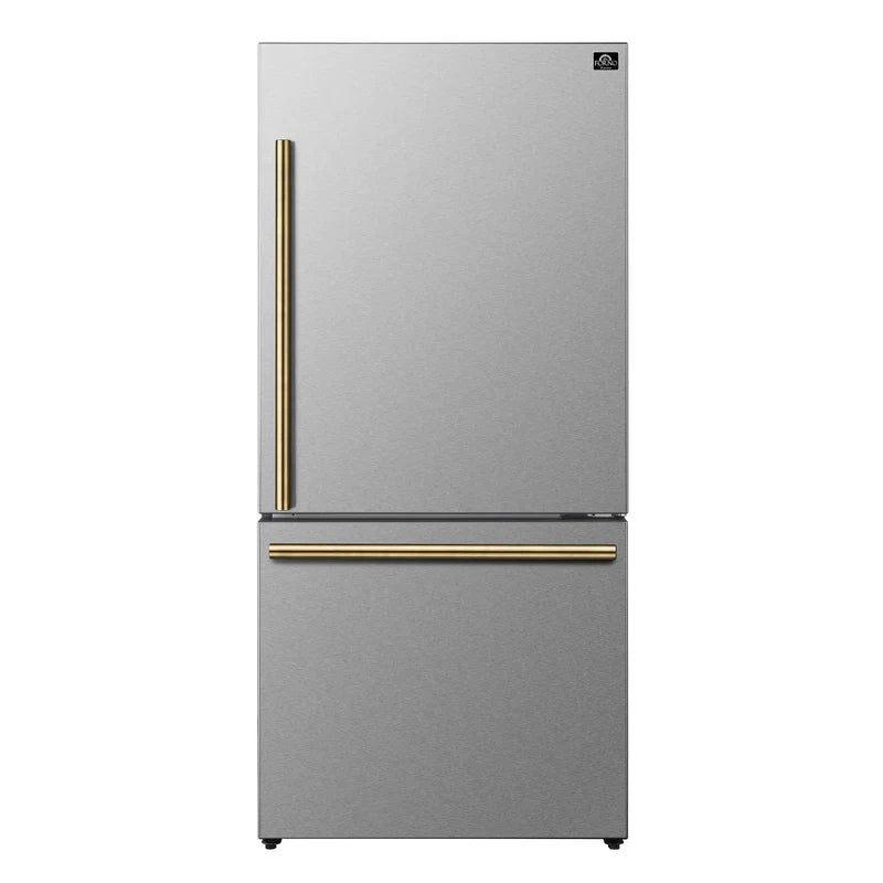 Forno Milano 31 Inch 17.2 cu.ft Bottom Freezer Refrigerator with Right Swing Door - Model FFFFD1785 | Energy Efficient Stainless Steel Kitchen Appliance for Home, Office, or Cafe Use