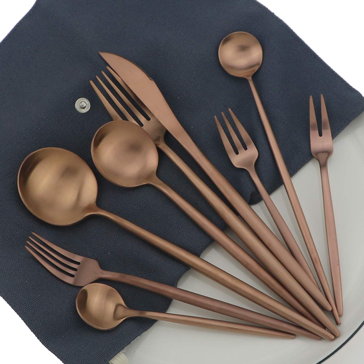 Gugrida 5-Piece Rose Gold Dessert Forks - 304 Stainless Steel Cutlery Set for Parties & Dining