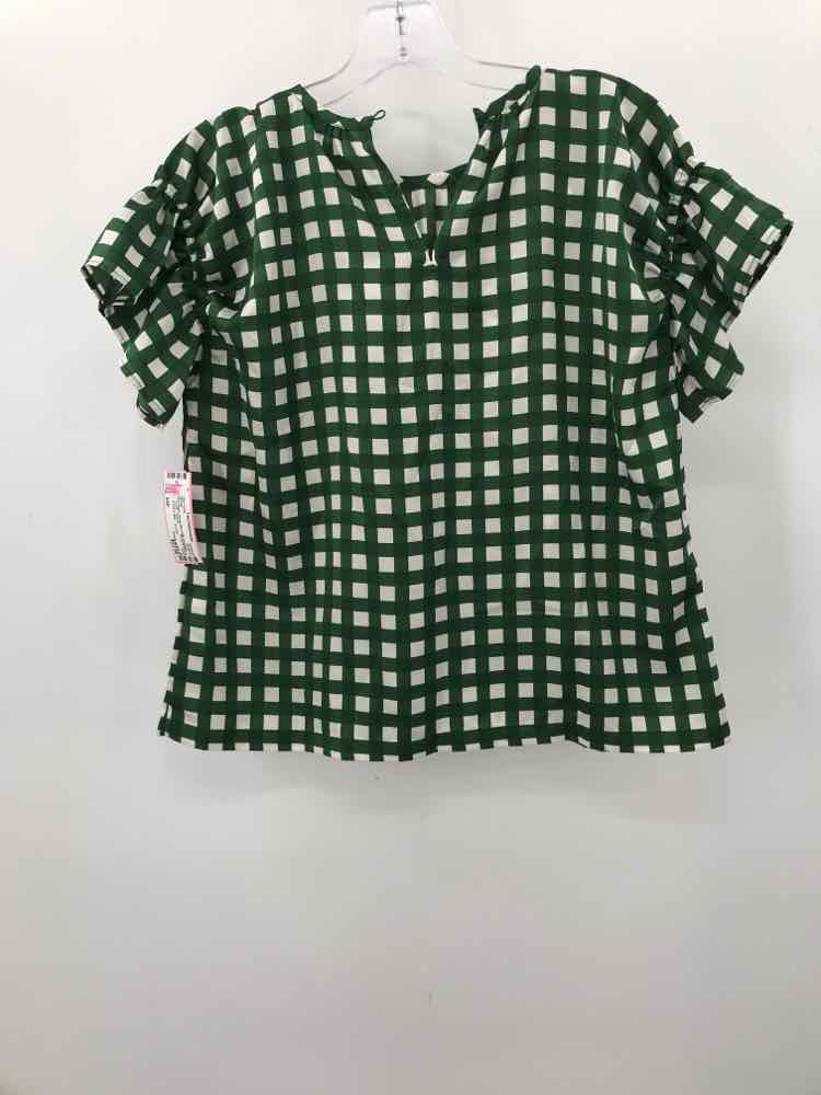 Pre-Owned Ann Taylor Green Gingham Blouse Size XSP - Perfect for Office Wear & Casual Outfits