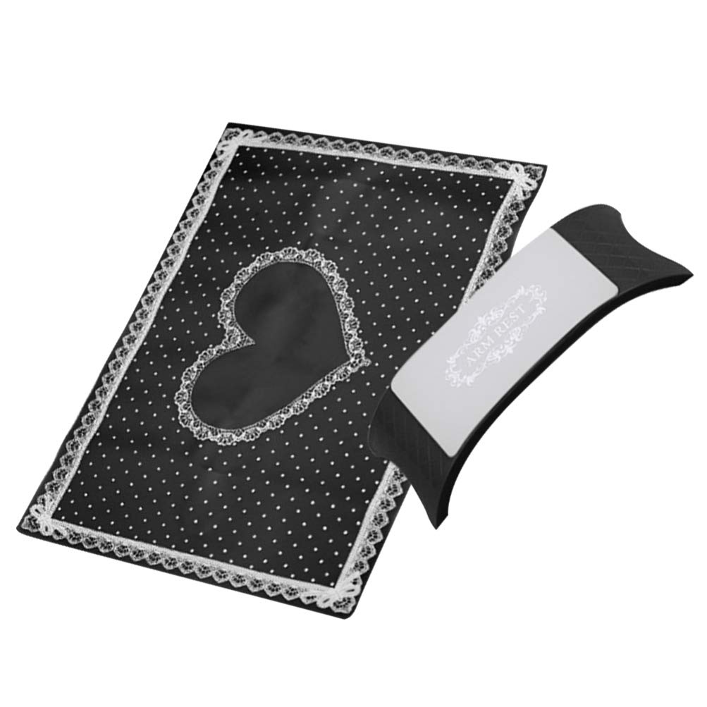 HEALLILY Silicone Nail Art Hand Rest Cushion Set - Foldable Nail Arm Rest Pillow Holder Mat for Manicure & Pedicure, Black Nail Desk Accessories - Perfect for Salon, Home Nail Care & Professional Nail Technicians