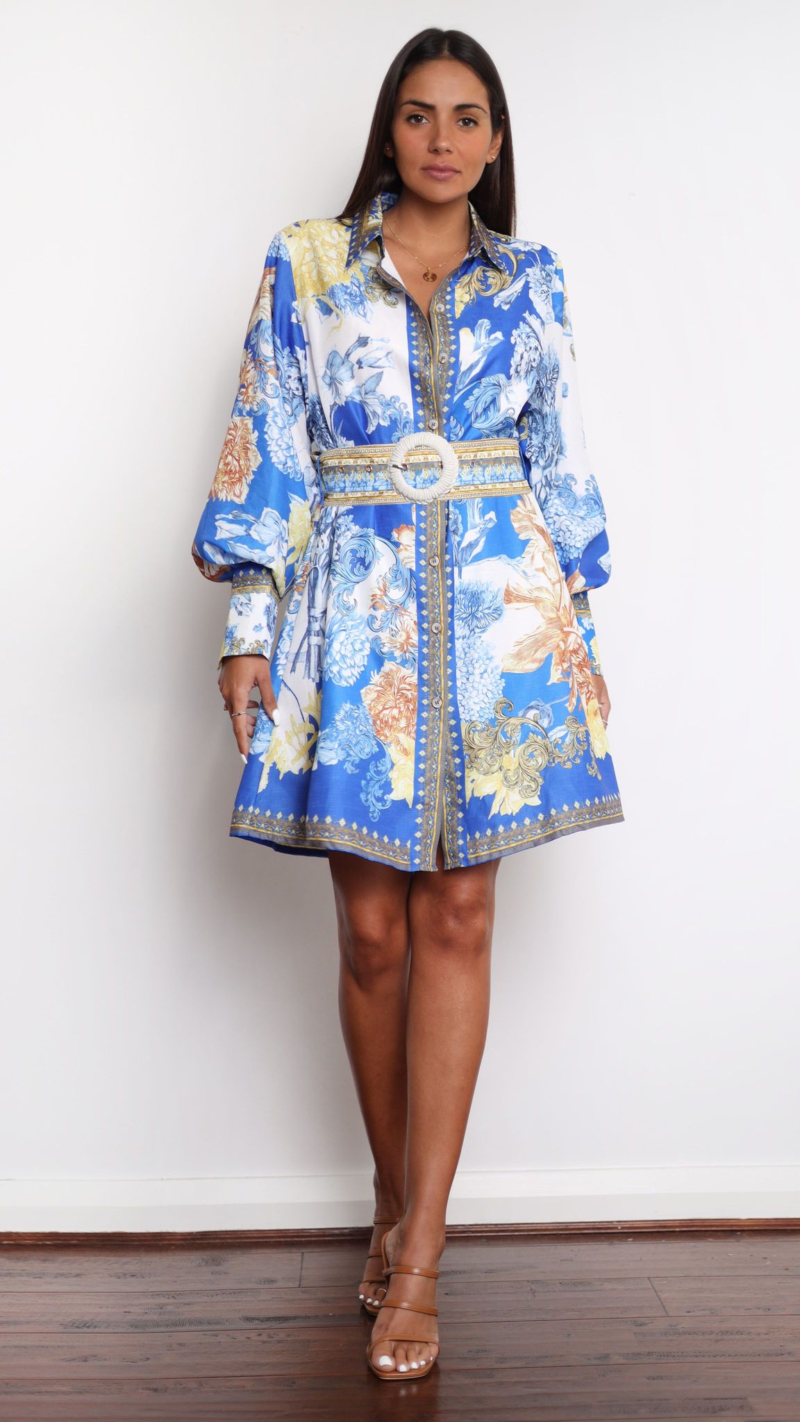 Annika Long Sleeve Mini Dress - Blue Doll Style Women's Fashion Dress for Party, Date Night & Special Occasions