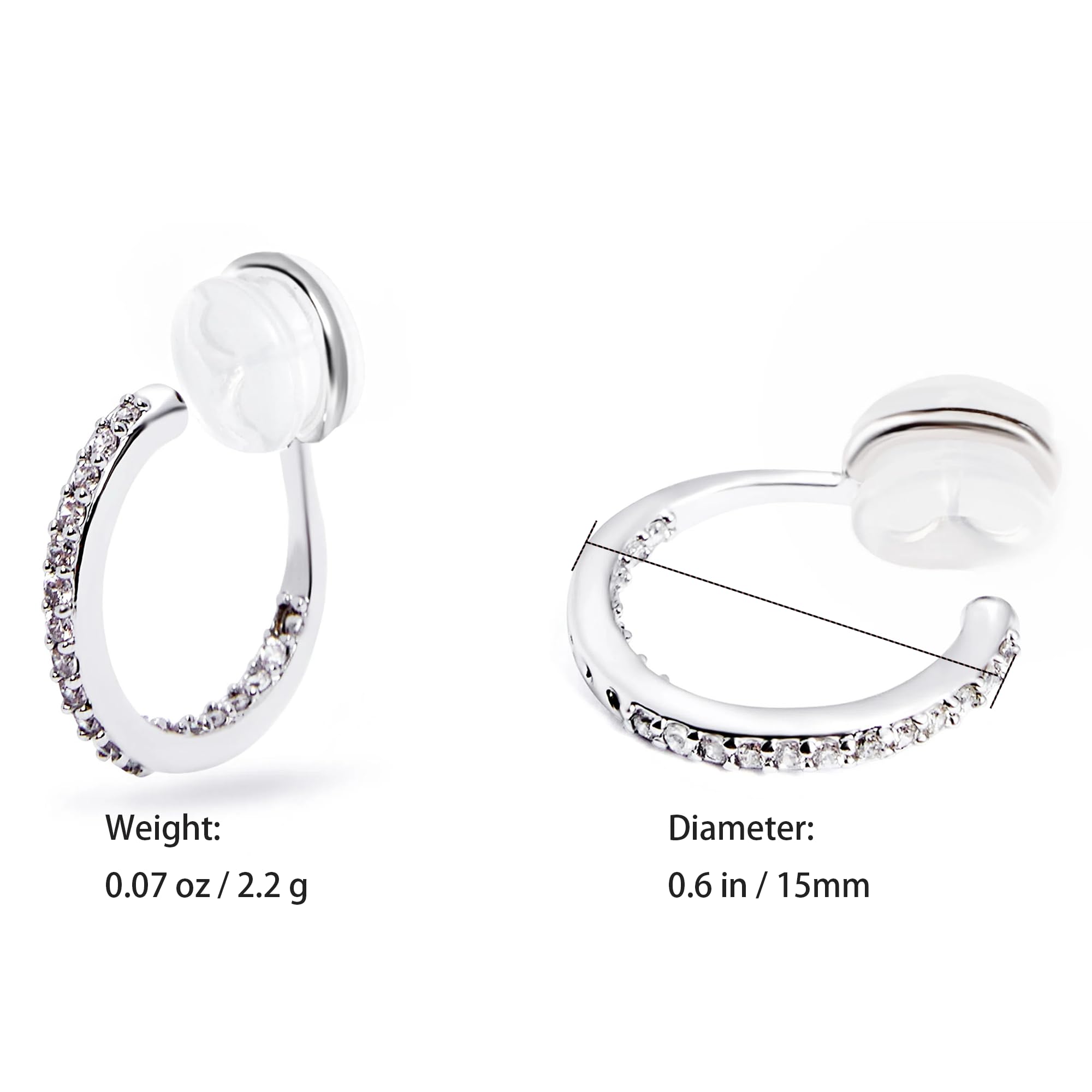 14K Gold Plated Clip-On Hoop Earrings for Women - Non-Pierced Small Hoop Earrings with Cubic Zirconia, Mini Beaded Fake Piercing Earrings Set of 2 Pairs - Perfect for Weddings, Parties & Everyday Wear