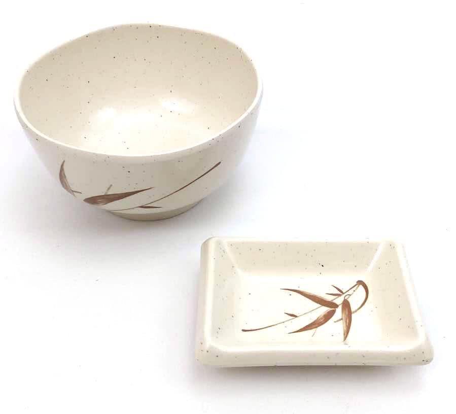 JapanBargain 2401 - Set of 4 Beige Reed Soy Sauce Dishes, Dipping Bowls for Sushi, Dumplings & Asian Cuisine | Perfect for Restaurants, Home Dining & Party Serving