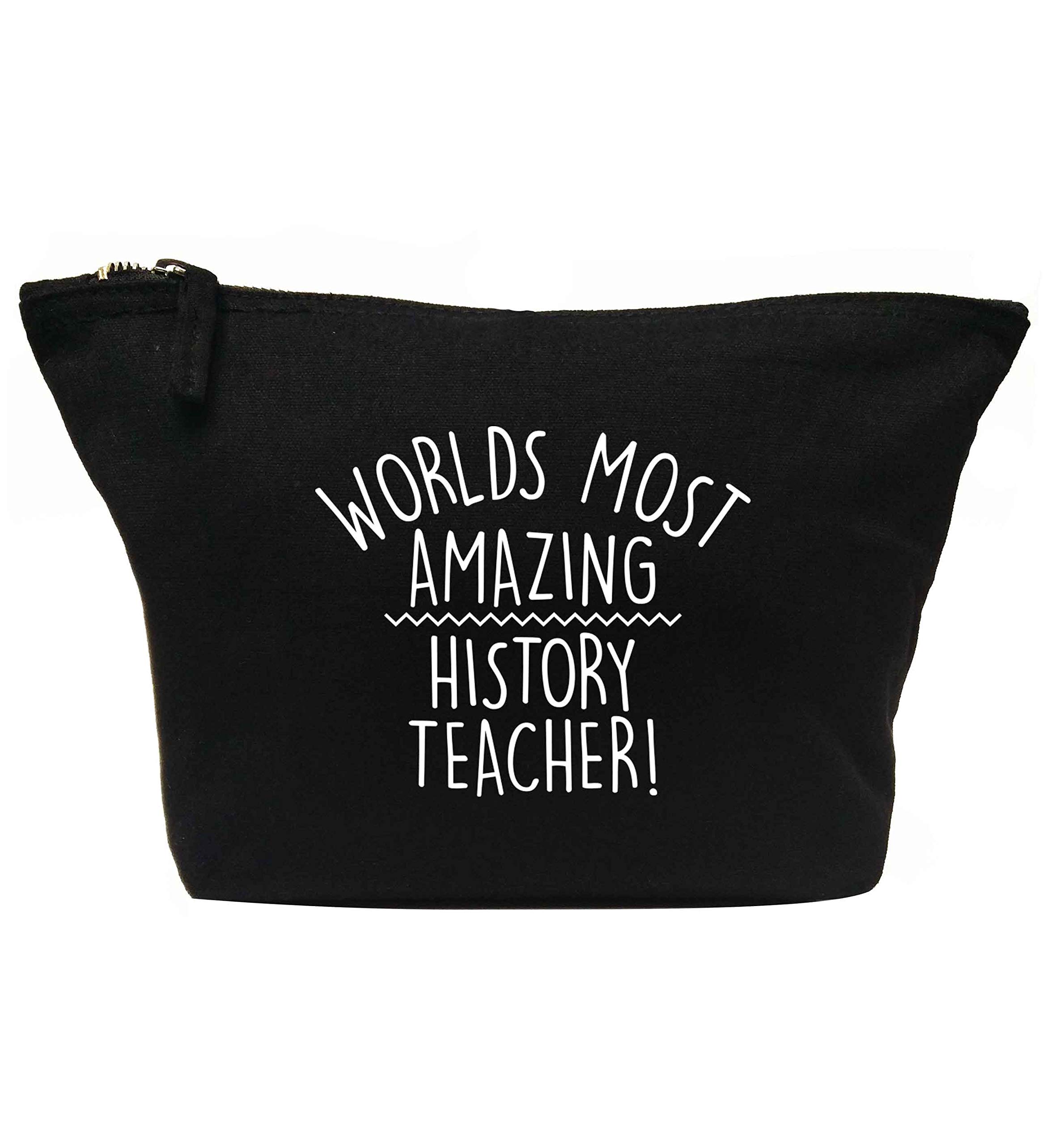 Flox Creative Makeup Bag for Women - Waterproof Cosmetic Organizer with Multiple Pockets, Perfect for Travel, Gym & Daily Use | Great Gift for History Teachers (Black)