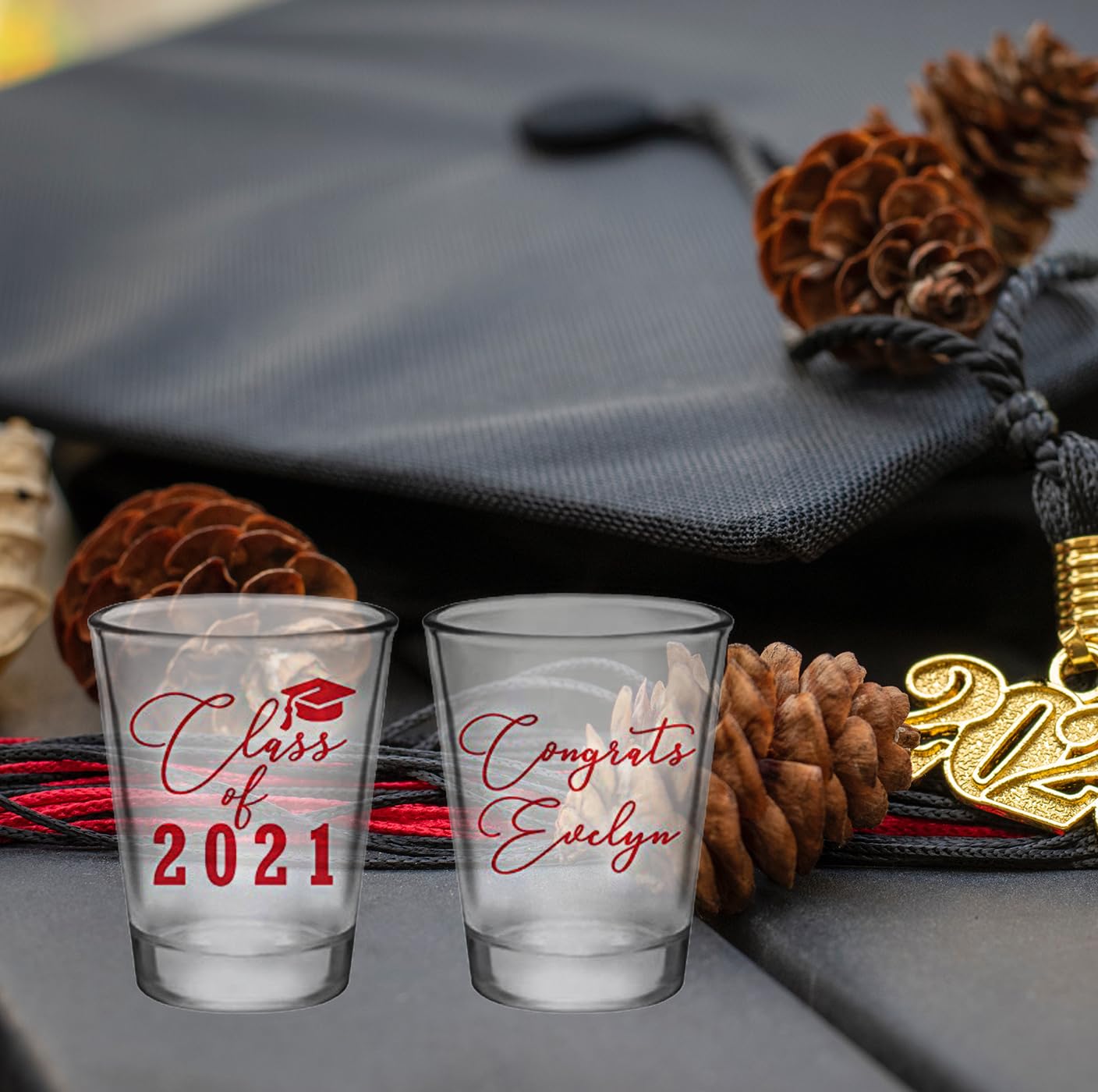 Personalized Graduation Shot Glasses - Custom Class of 2024 Drinking Cups - Funny Graduation Party Favors & Gifts for College Grad Celebrations - Perfect for Graduation Parties, Dorm Decor & Alumni Reunions