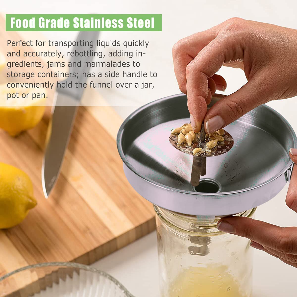 Premium Stainless Steel Funnel with Detachable Strainer - Multi-Purpose Kitchen Tool for Cooking Oil, Liquids & Spices - Ideal for Home Cooking, Baking & Canning