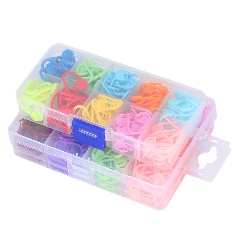 Shanrya Plastic Knitting Stitch Markers - 50pcs Anti-Slip Crochet Stitch Holders for Knitting, Crocheting, Weaving & DIY Crafts | Perfect for Handmade Scarves, Hats, Blankets & Yarn Projects