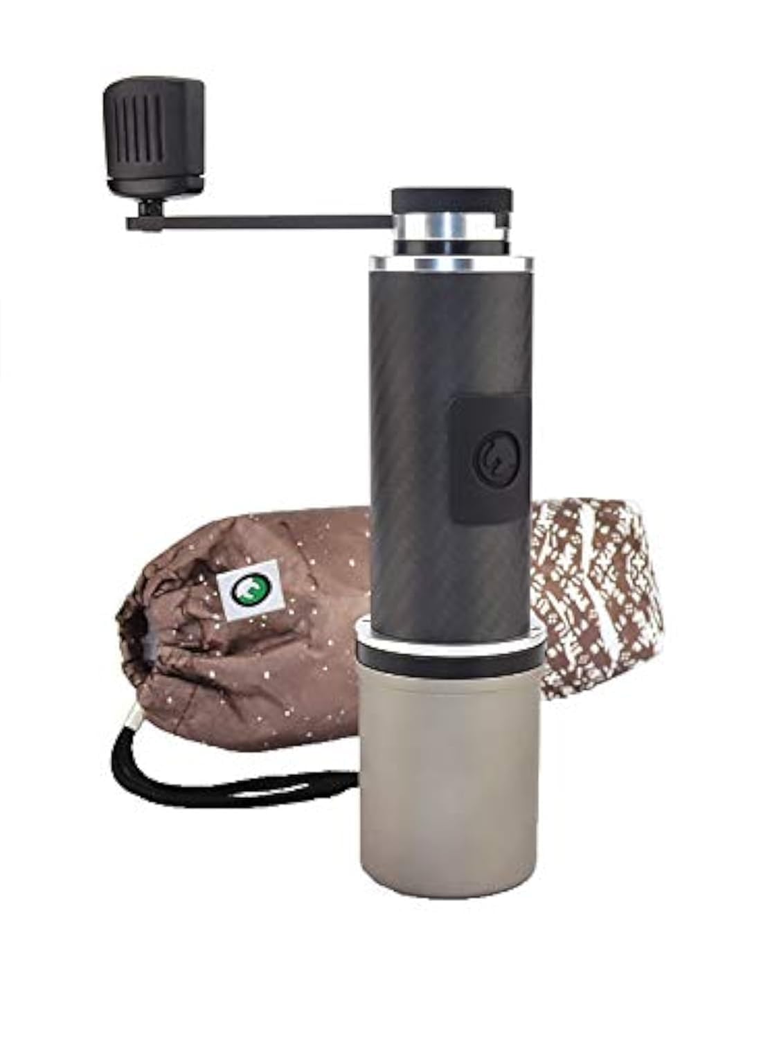 Premium OE Fixie Carbon Fiber & Titanium Manual Coffee Grinder - Ultralight Portable Hand Mill for Camping, Hiking, Biking & Travel - Perfect for Fresh Coffee Anywhere