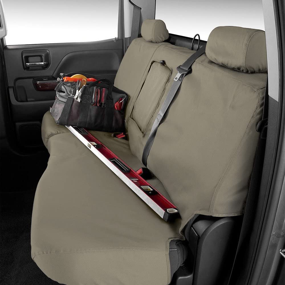 Covercraft SS3372PCCT Custom-Fit Front Bench SeatSaver Seat Covers - Polycotton Fabric, Misty Grey | Durable Car Seat Protection for Trucks & SUVs | Perfect for Daily Commute & Road Trips