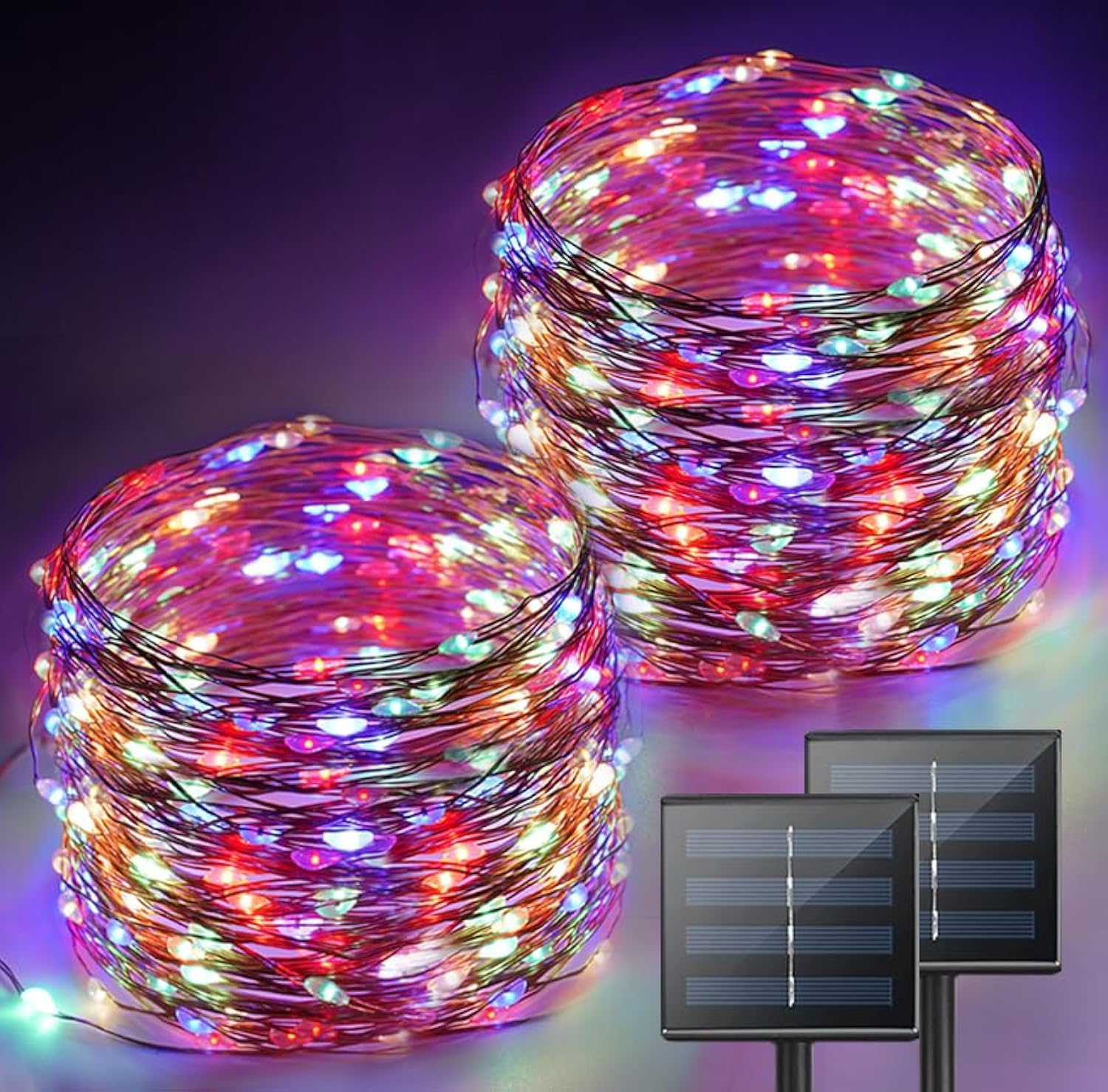 200LED Solar String Lights Outdoor Waterproof - 2 Pack 72FT Multicolor Solar Fairy Lights with Copper Wire & 8 Modes | Perfect for Garden, Patio, Christmas Tree, Wedding, Party Decorations & Backyard Lighting