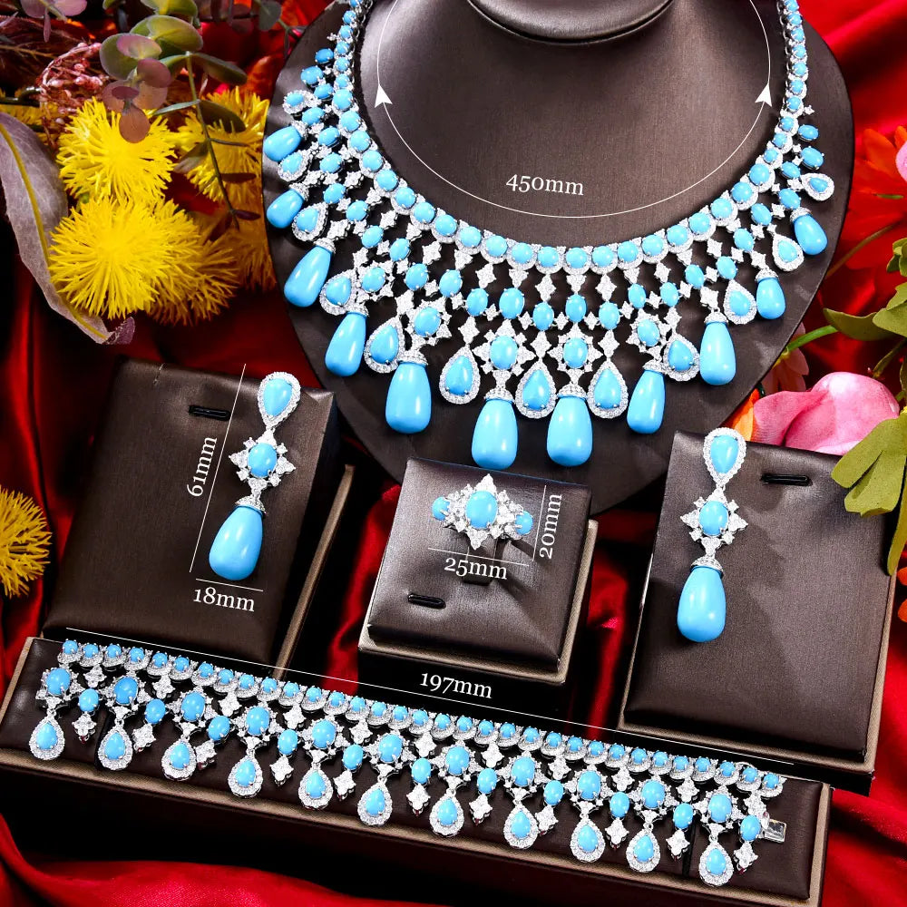 Flowing Gems Jewelry Set - Elegant Necklace & Earrings for Women | Perfect for Parties, Weddings & Special Occasions